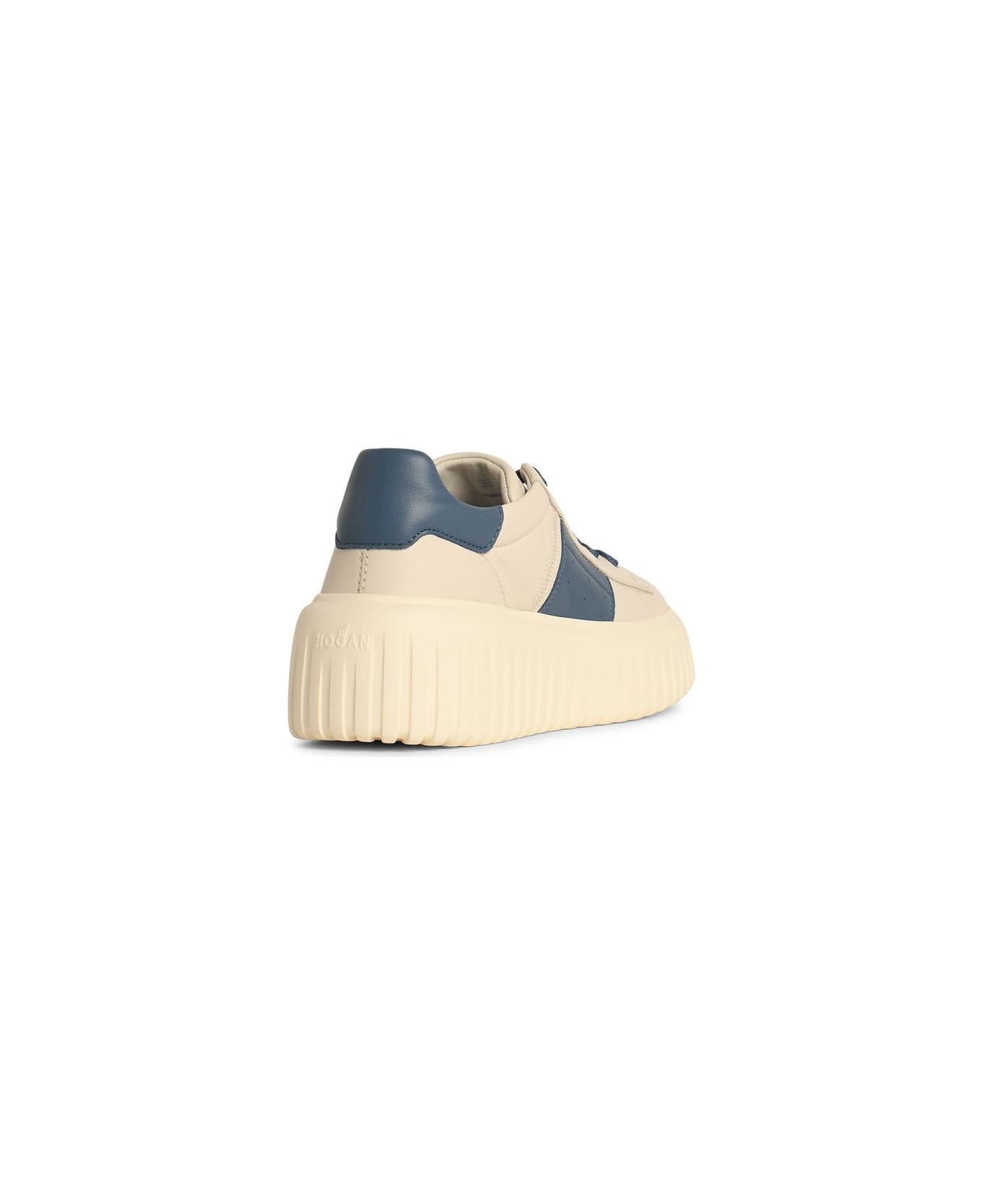 Hogan 'h Stripes' Ivory Leather Sneakers - Gnawed Blue