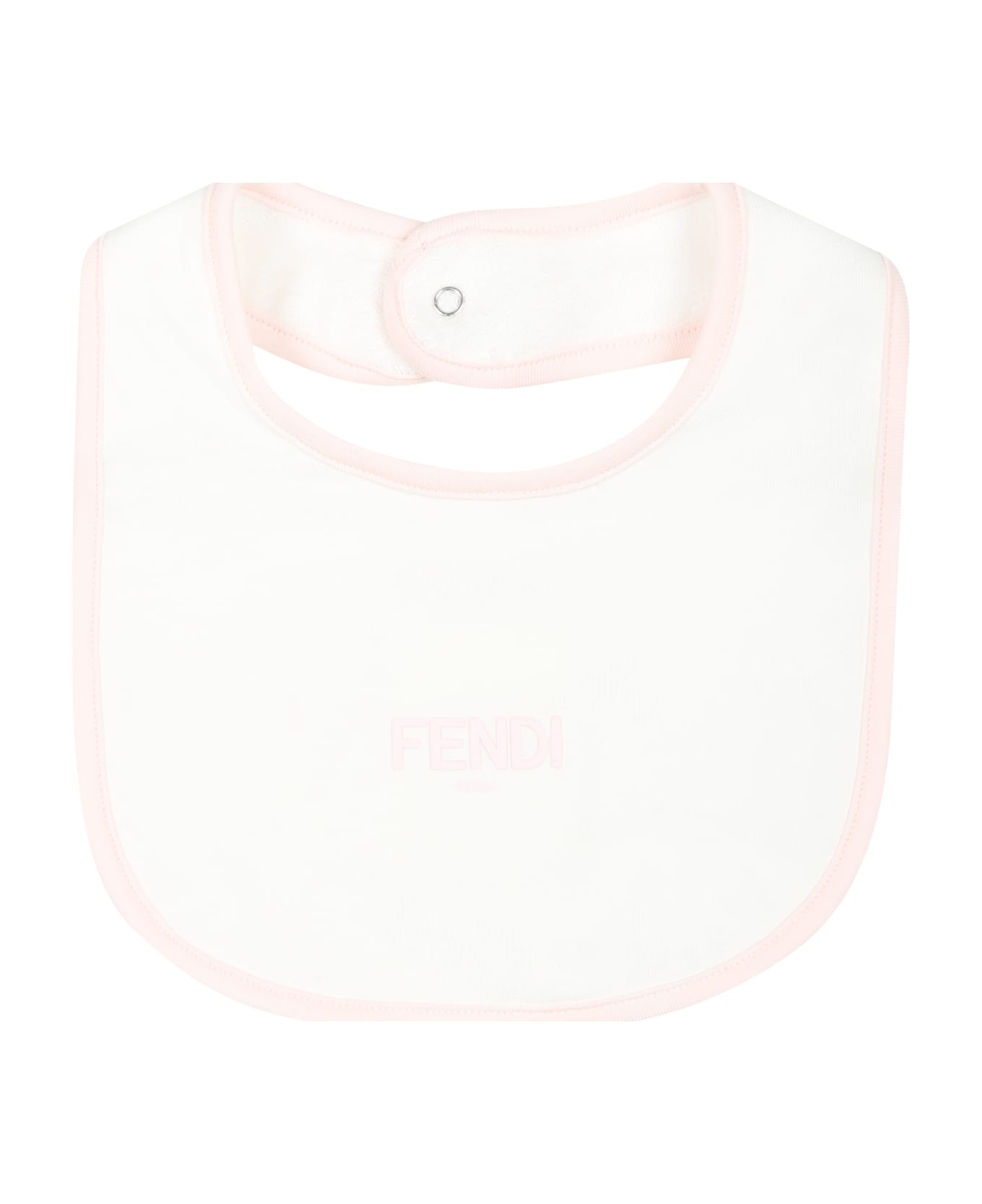 Fendi Pink Babygrow Set For Baby Girl With Fendi Emblem - Pink ボディスーツ＆セットアップ