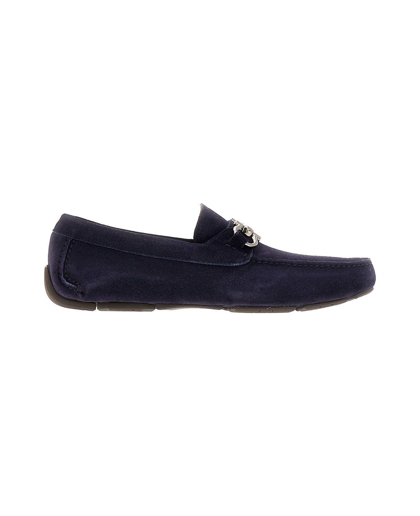 Ferragamo Navy Blue Suede Loafers - 056