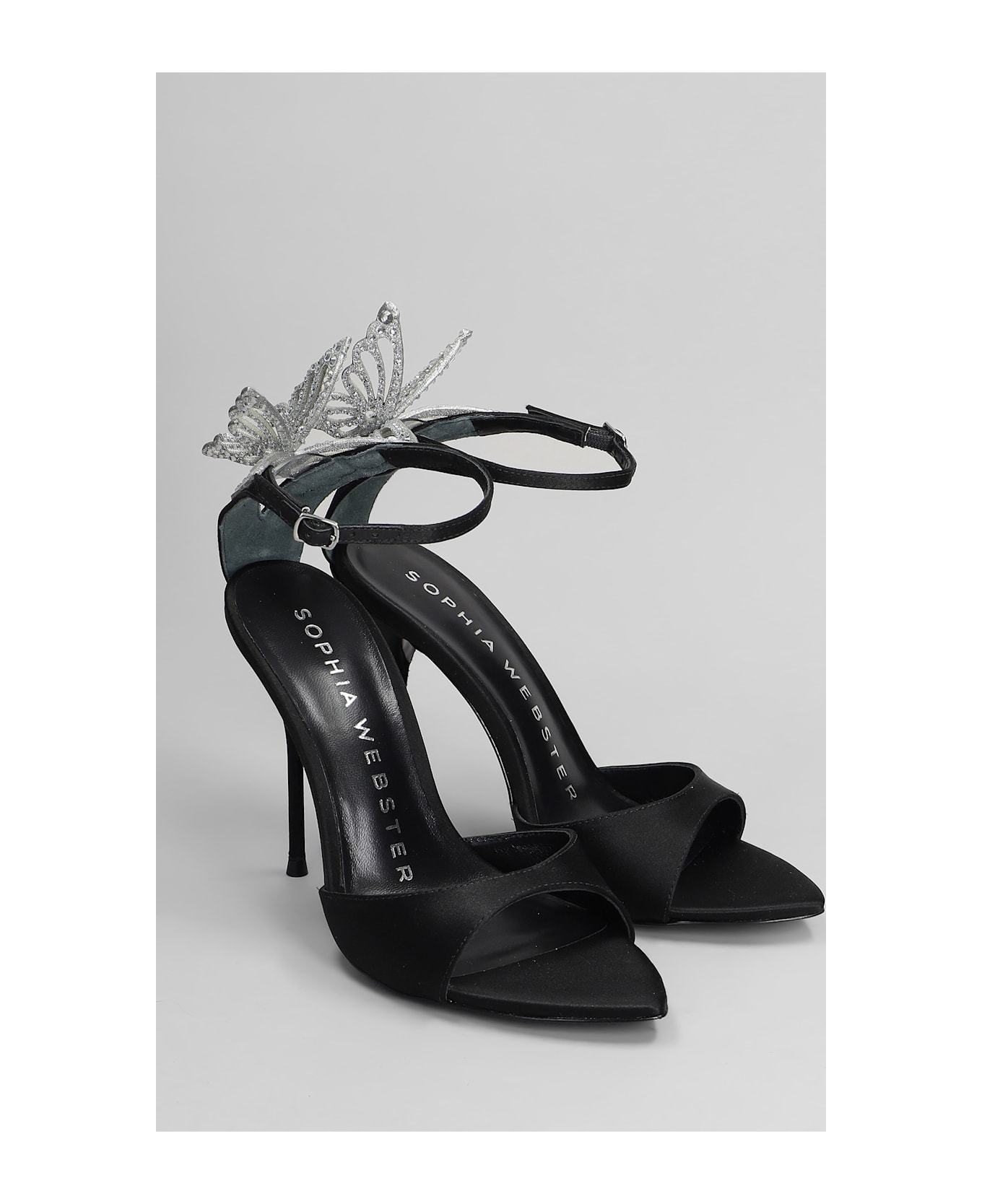 Sophia Webster Aura Sandals In Black Satin - black