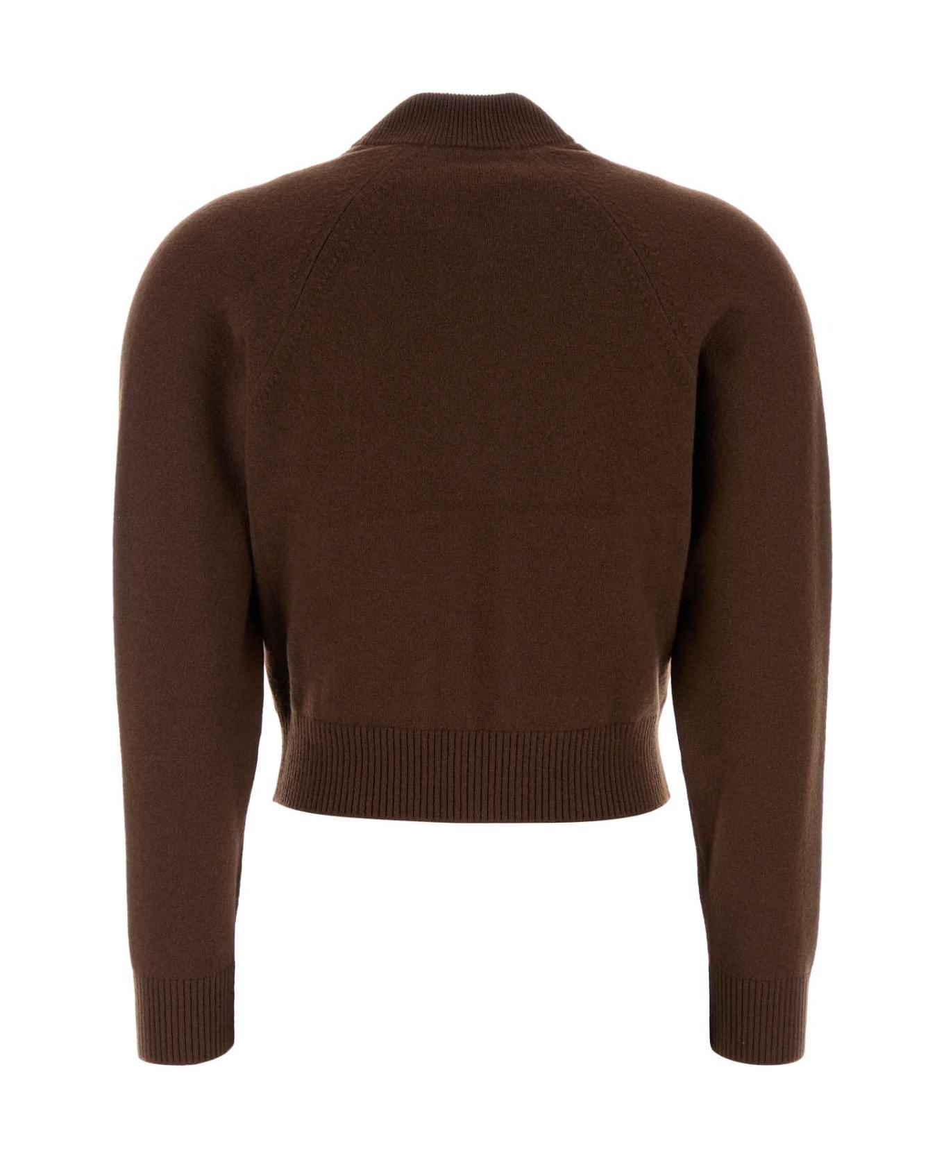 Miu Miu Brown Stretch Cashmere Blend Cardigan - CACAO