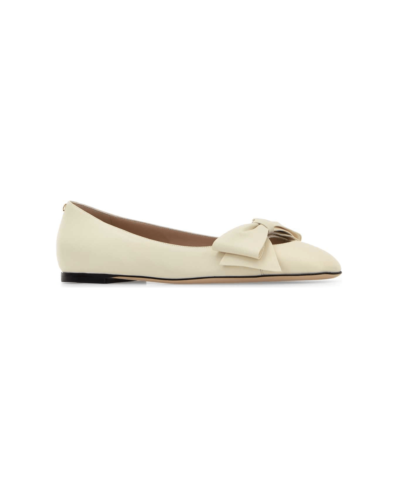 Valentino Garavani Ivory Leather Bowow Ballerinas - IVORY