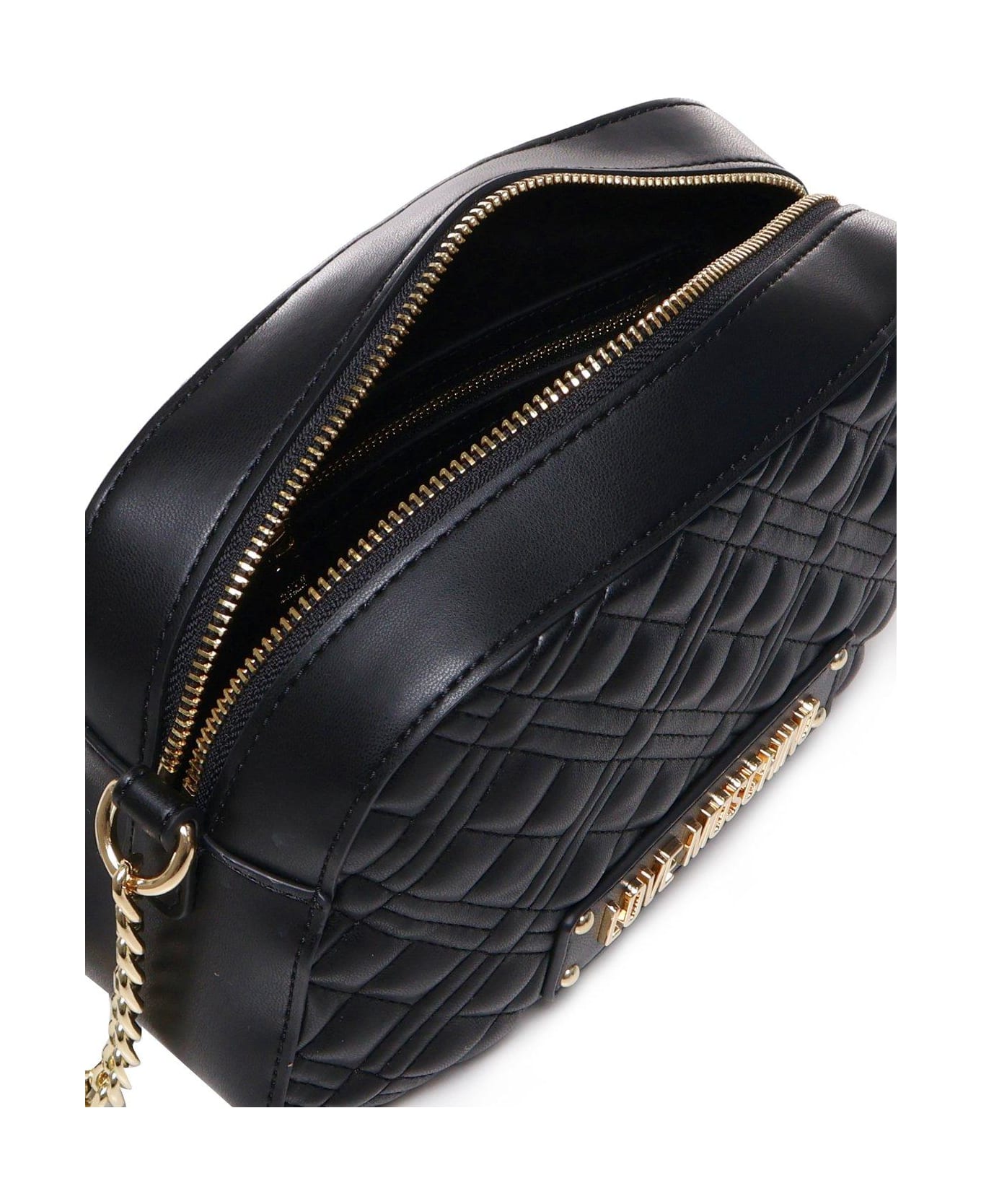 Moschino Logo Lettering Quilted Crossbody Bag - Nero