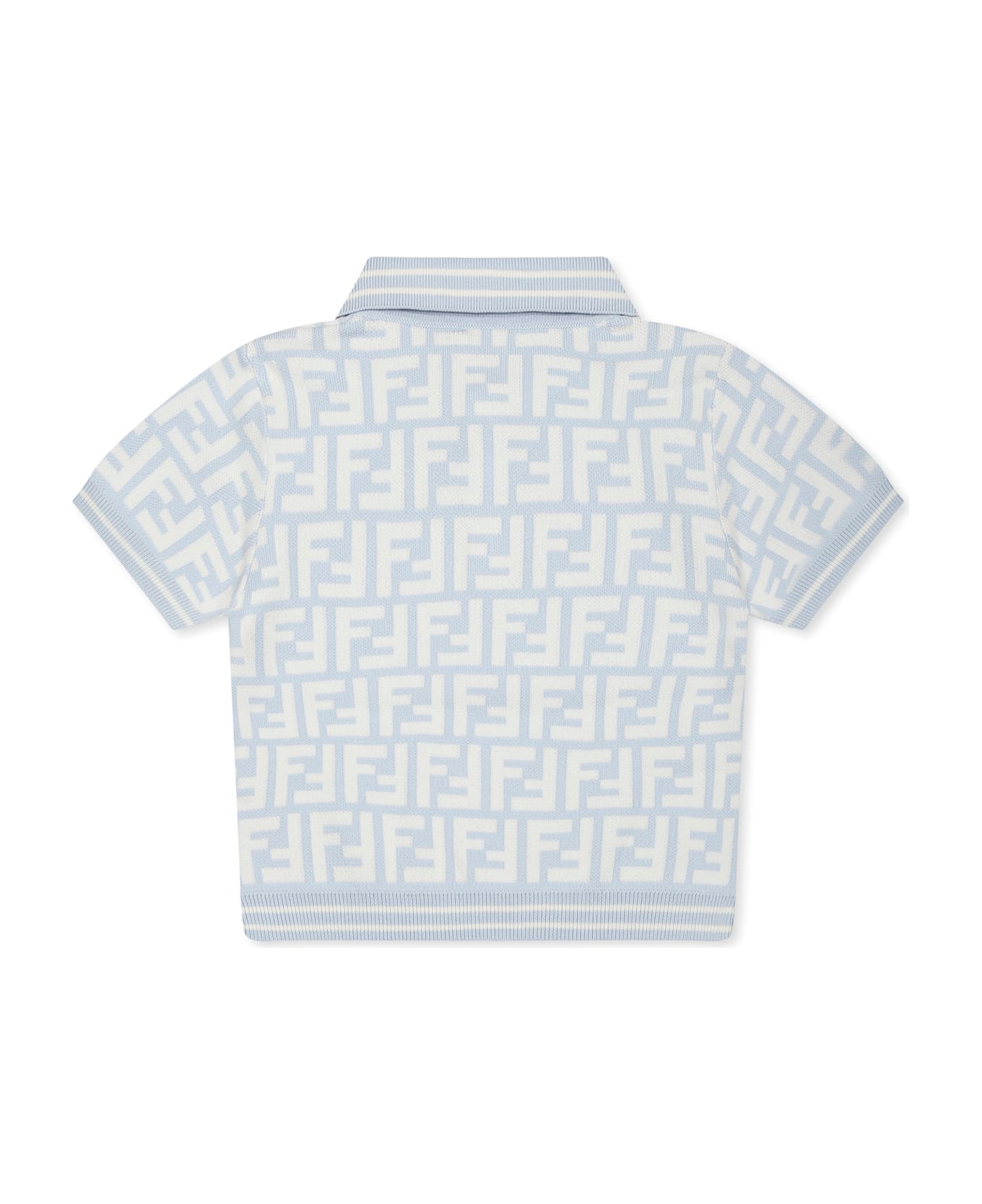 Fendi Light Blue Polo Shirt For Baby Boy With Ff - Light Blue
