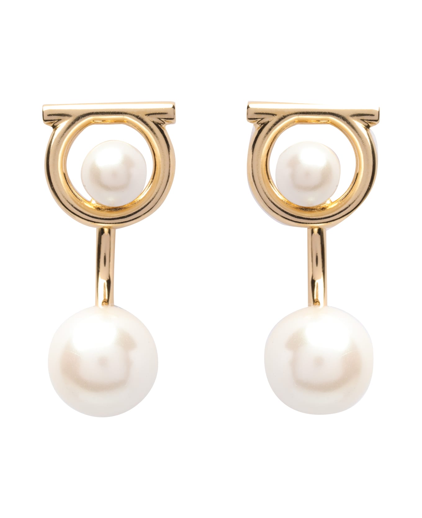 Ferragamo Gancini Pearl Earrings - Golden