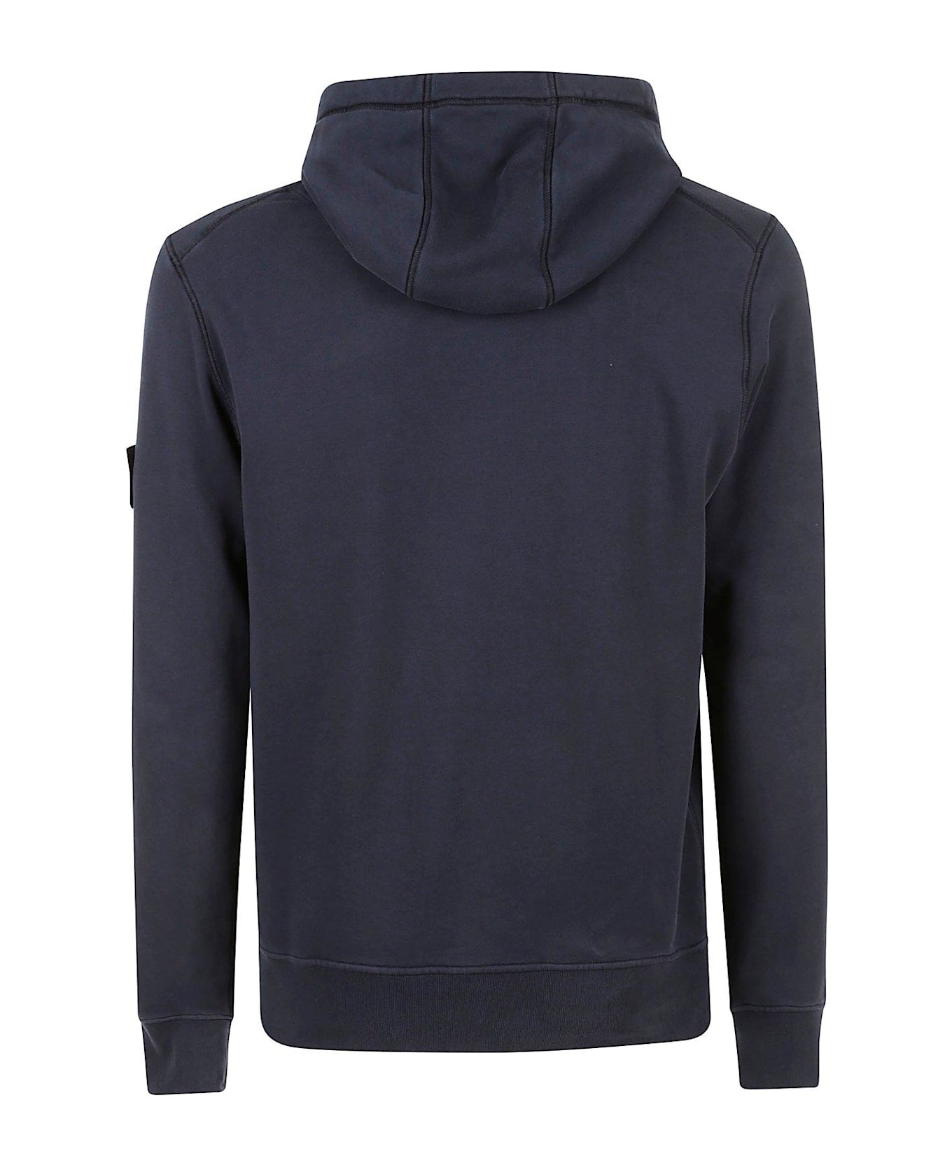 Stone Island Logo Patch Drawstring Hoodie - BLEU