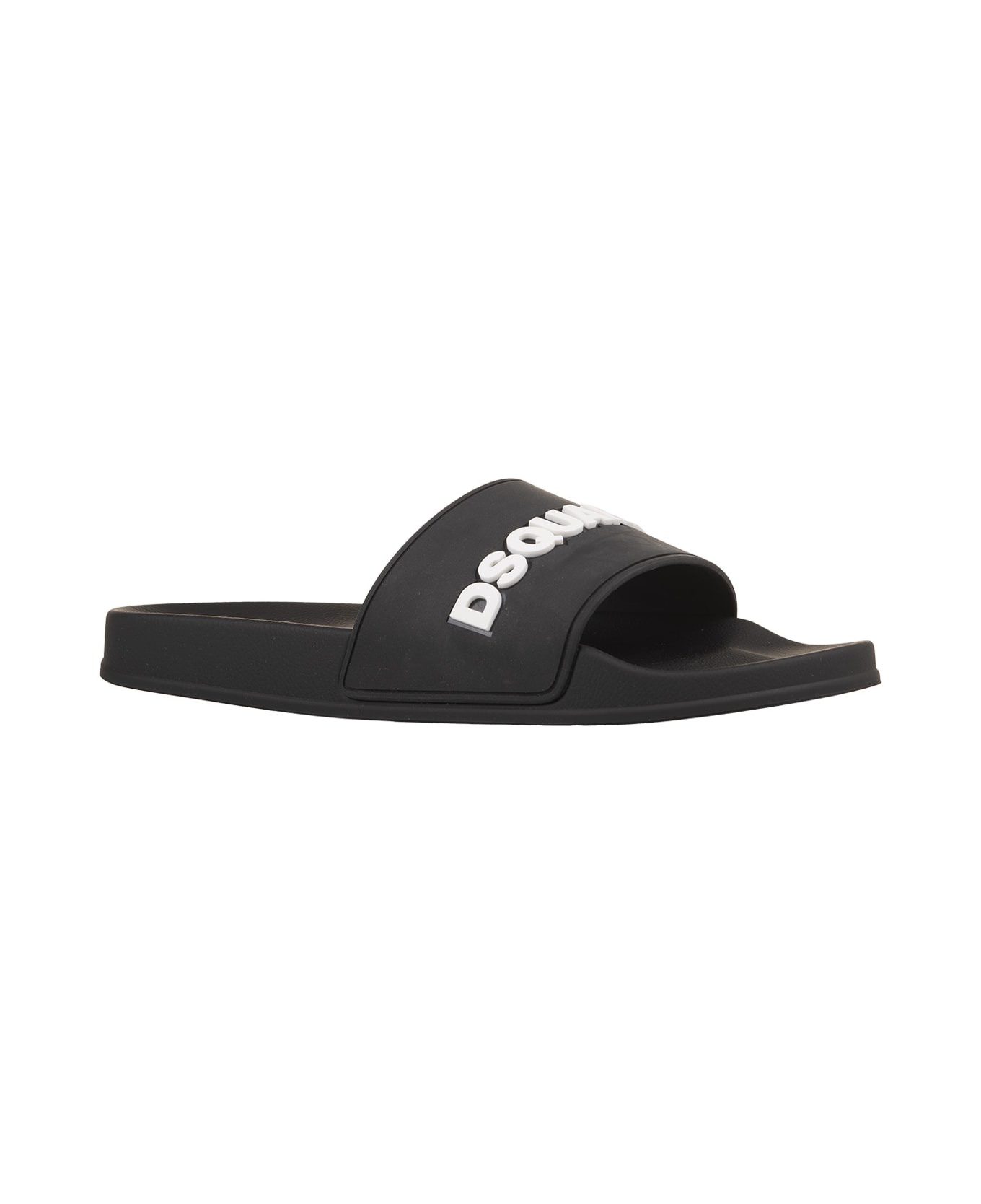 Dsquared2 Black Rubber Slippers With Logo - Black その他各種シューズ
