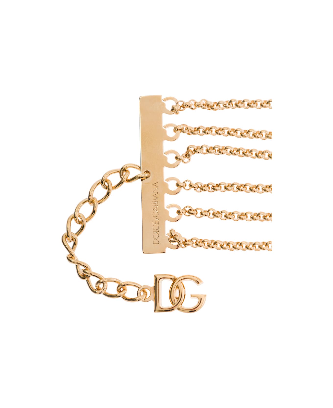 Dolce & Gabbana 'kim' Gold-colored Multi-chain Chocker In Brass Woman - Metallic