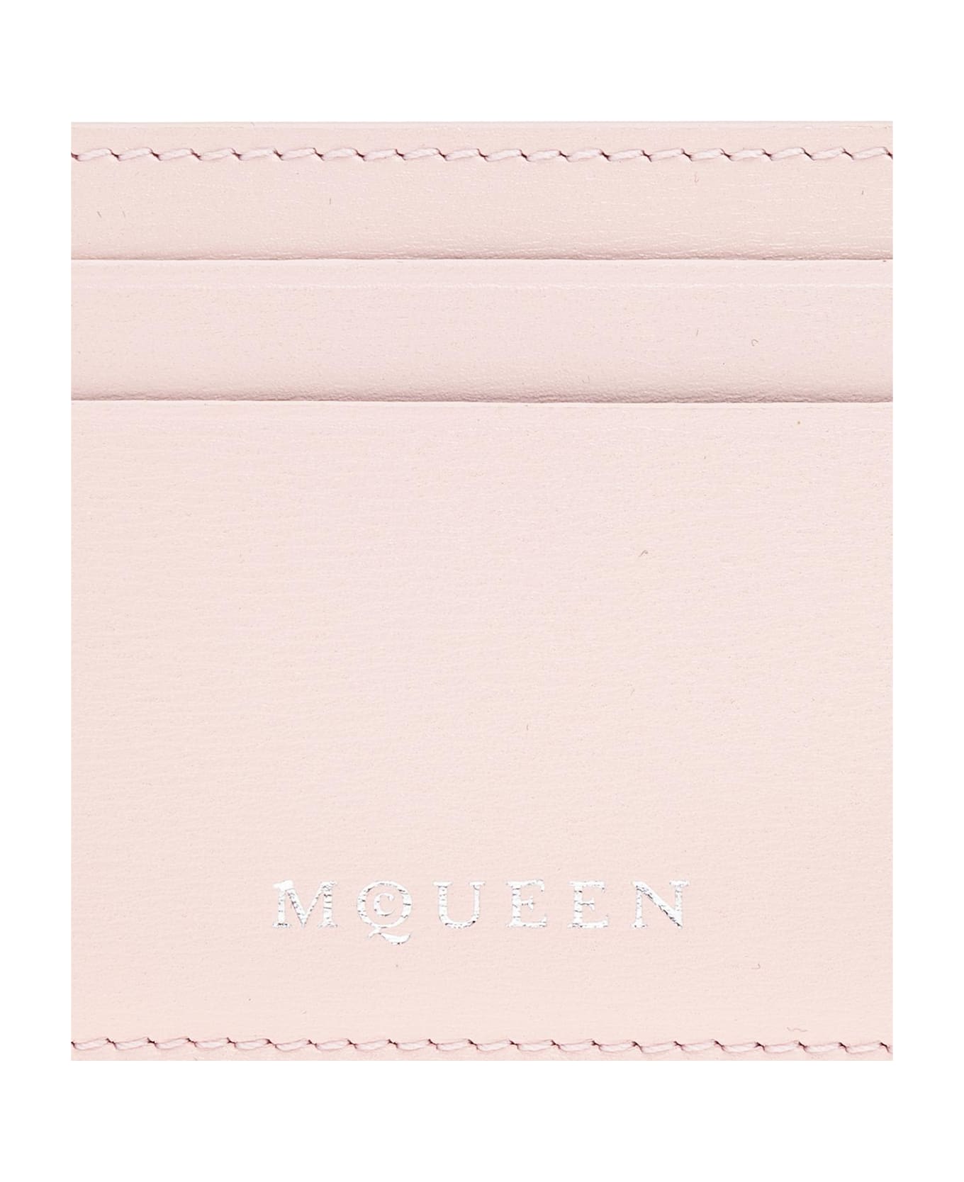 Alexander McQueen Leather Card Case - ROSE/SILVER