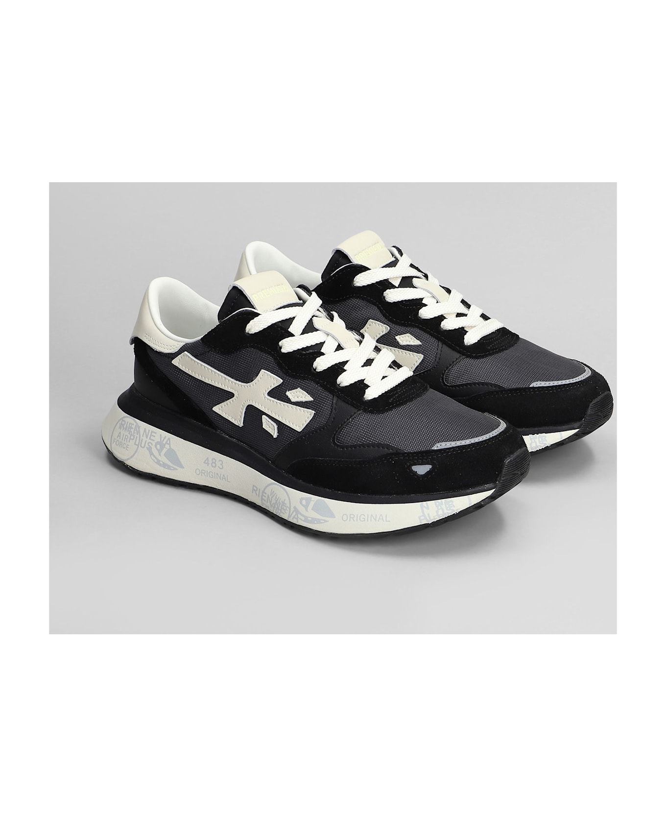 Premiata Lauryn Sneakers In Black Suede And Fabric - black