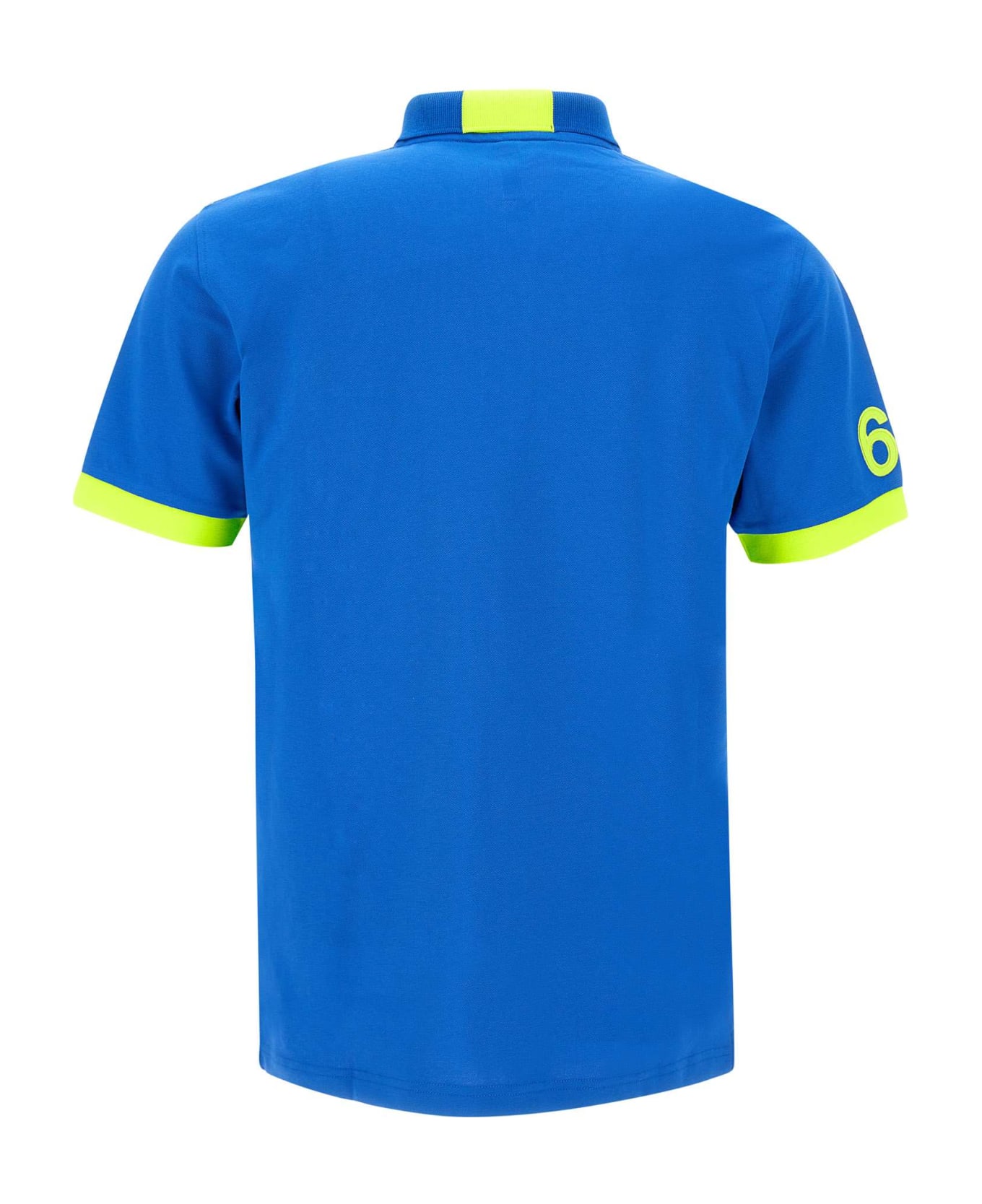 Sun 68 'fluo Logo' Cotton Polo Shirt - Blu