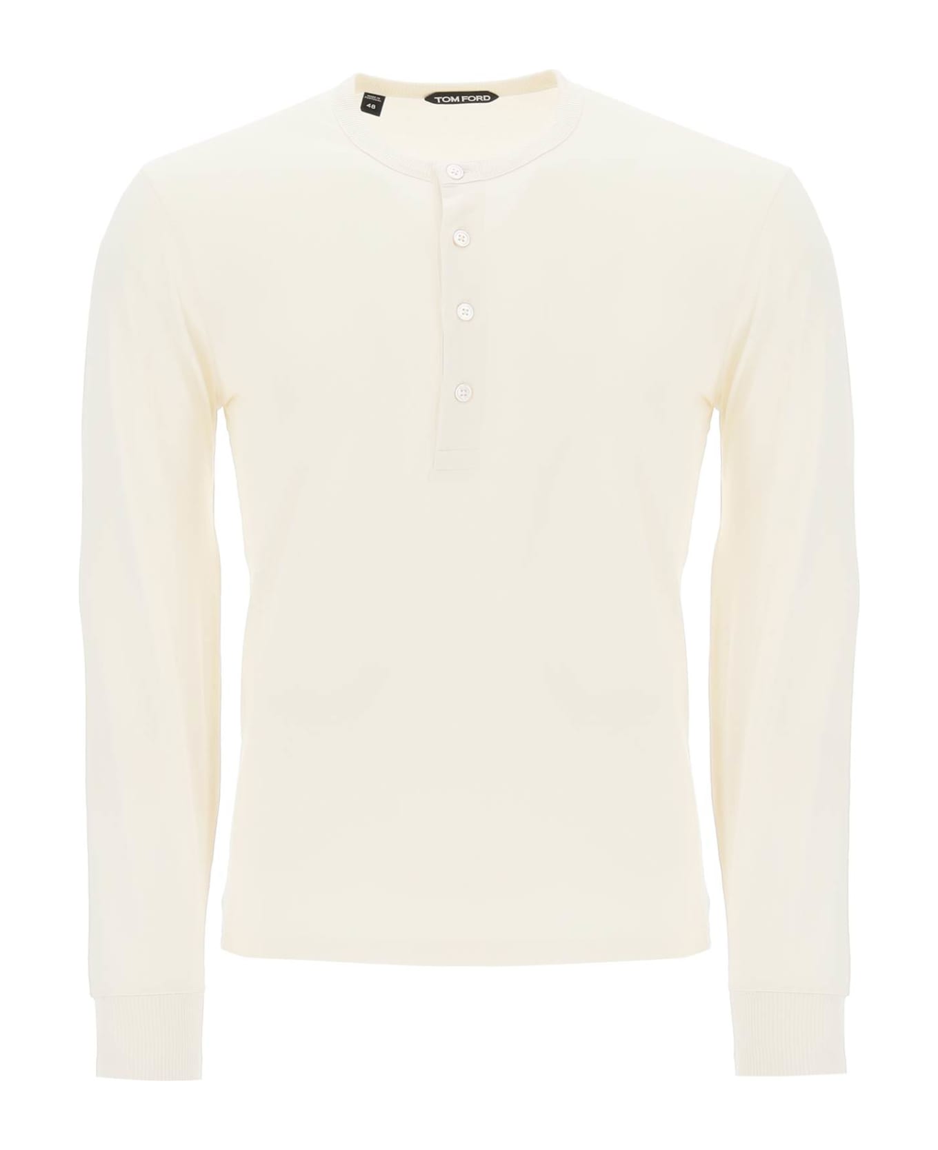 Tom Ford Lyocell Cotton Henley Shirt - Cream シャツ