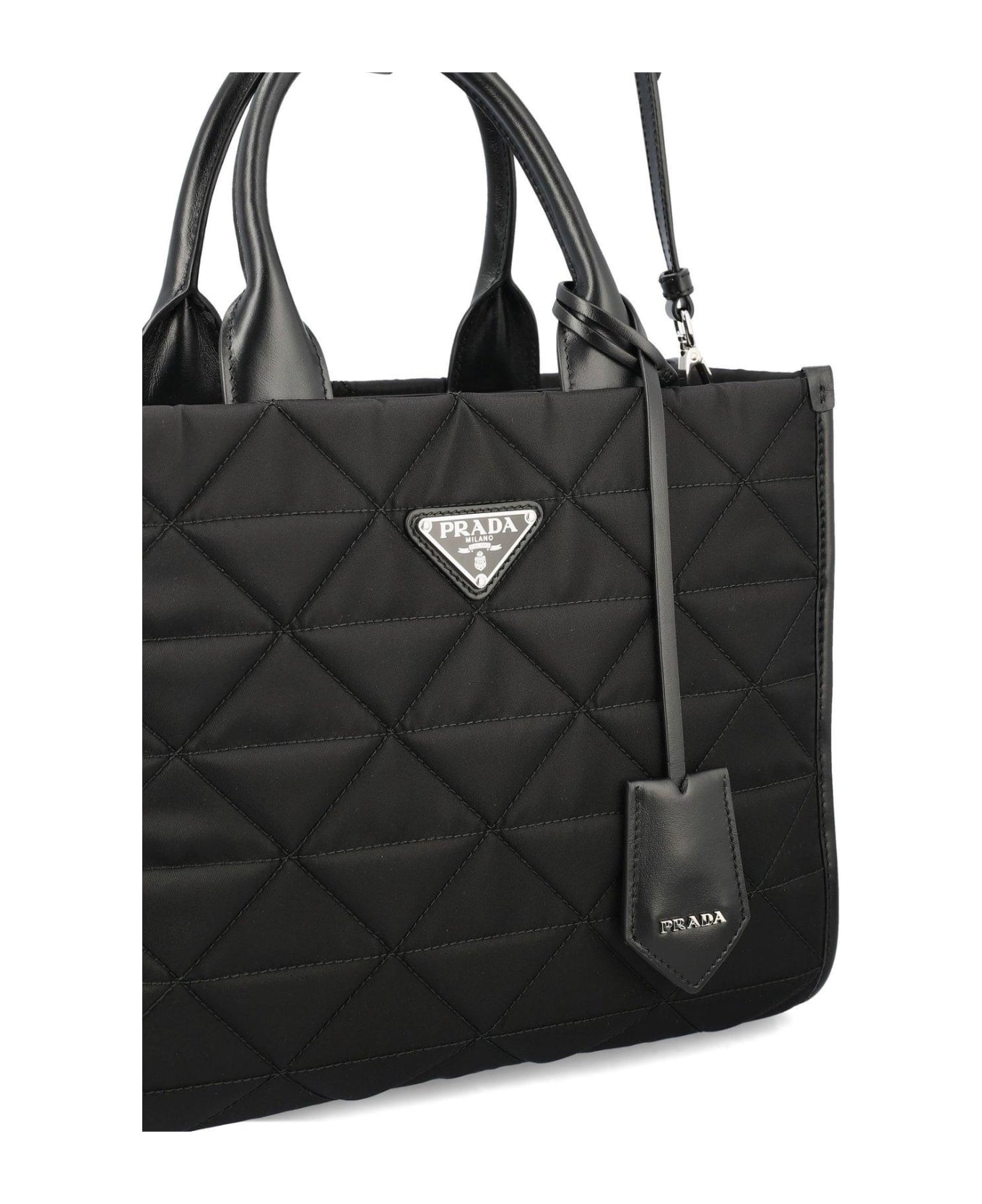 Prada Quilted Symbole Handbag - Nero トートバッグ