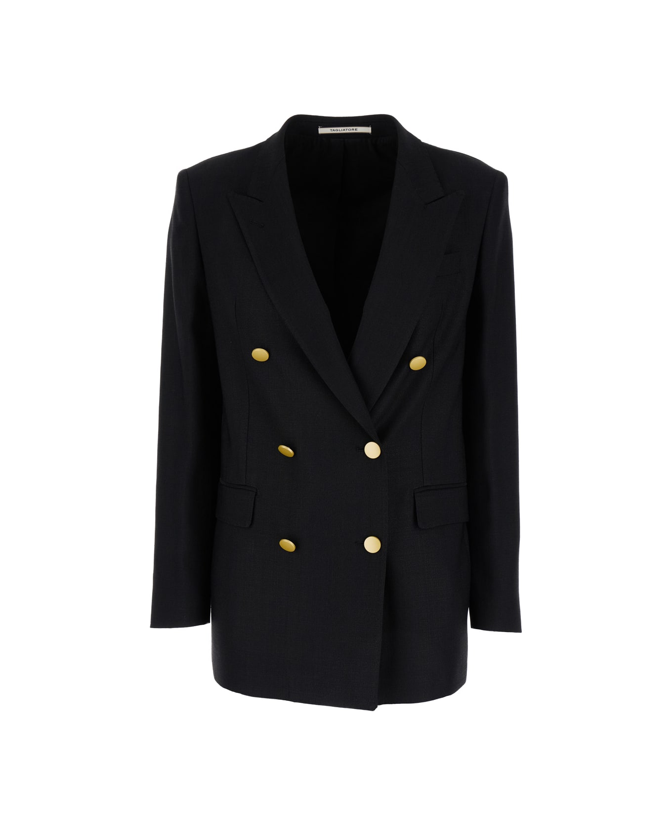 Tagliatore Black Double-breasted Blazer With Gold-tone Buttons In Viscose Blend Woman - Black