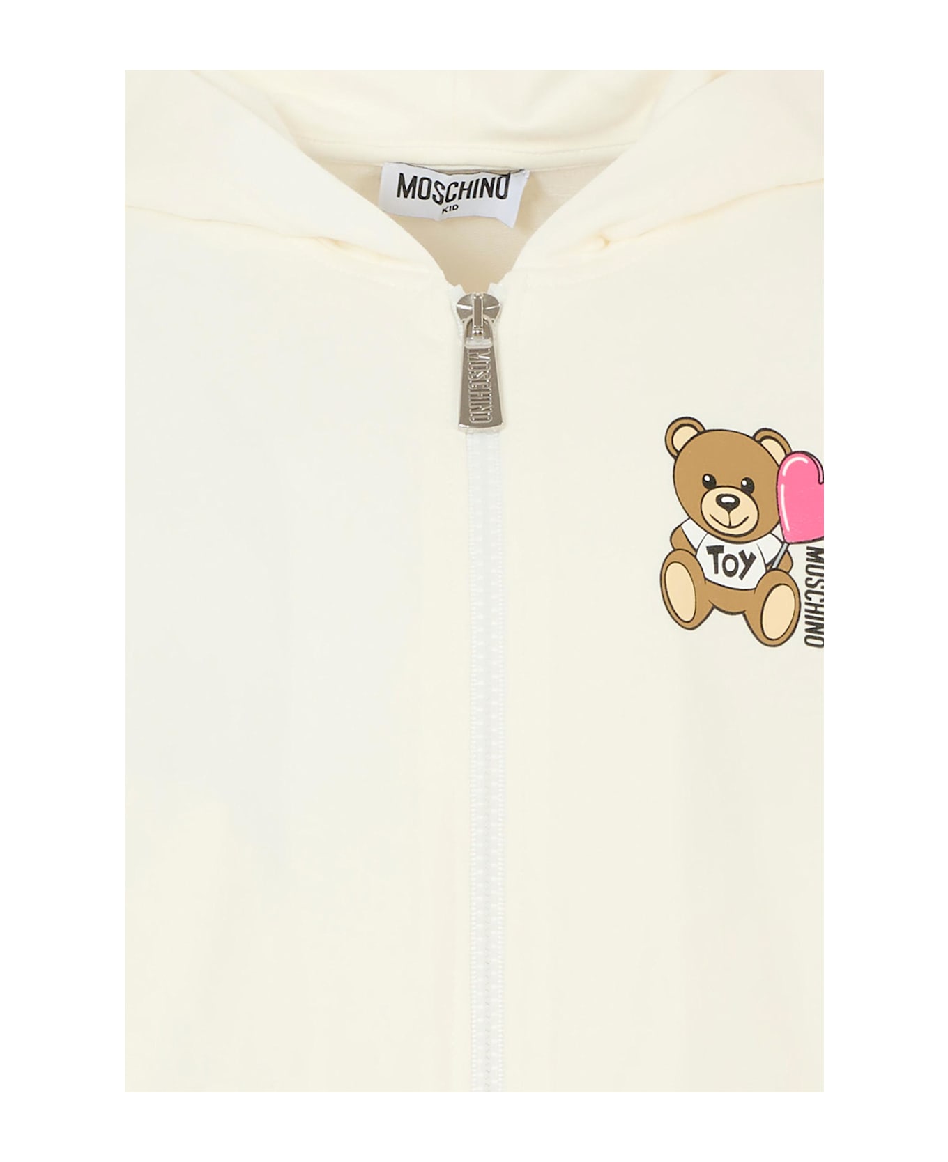 Moschino Ivory Sweatshirt For Girl With Teddy Bear - Ivory