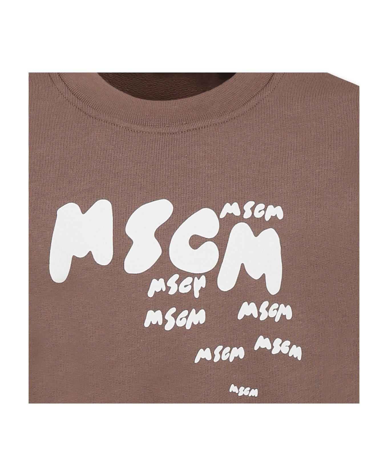 MSGM Brown Sweatshirt For Boy With Logo - Brown