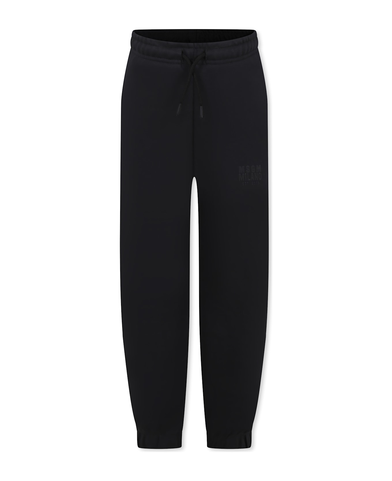 MSGM Black Trousers For Kids With Logo - Black