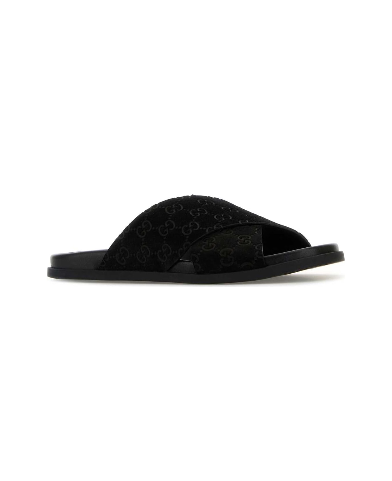 Gucci Black Suede Slippers - Black