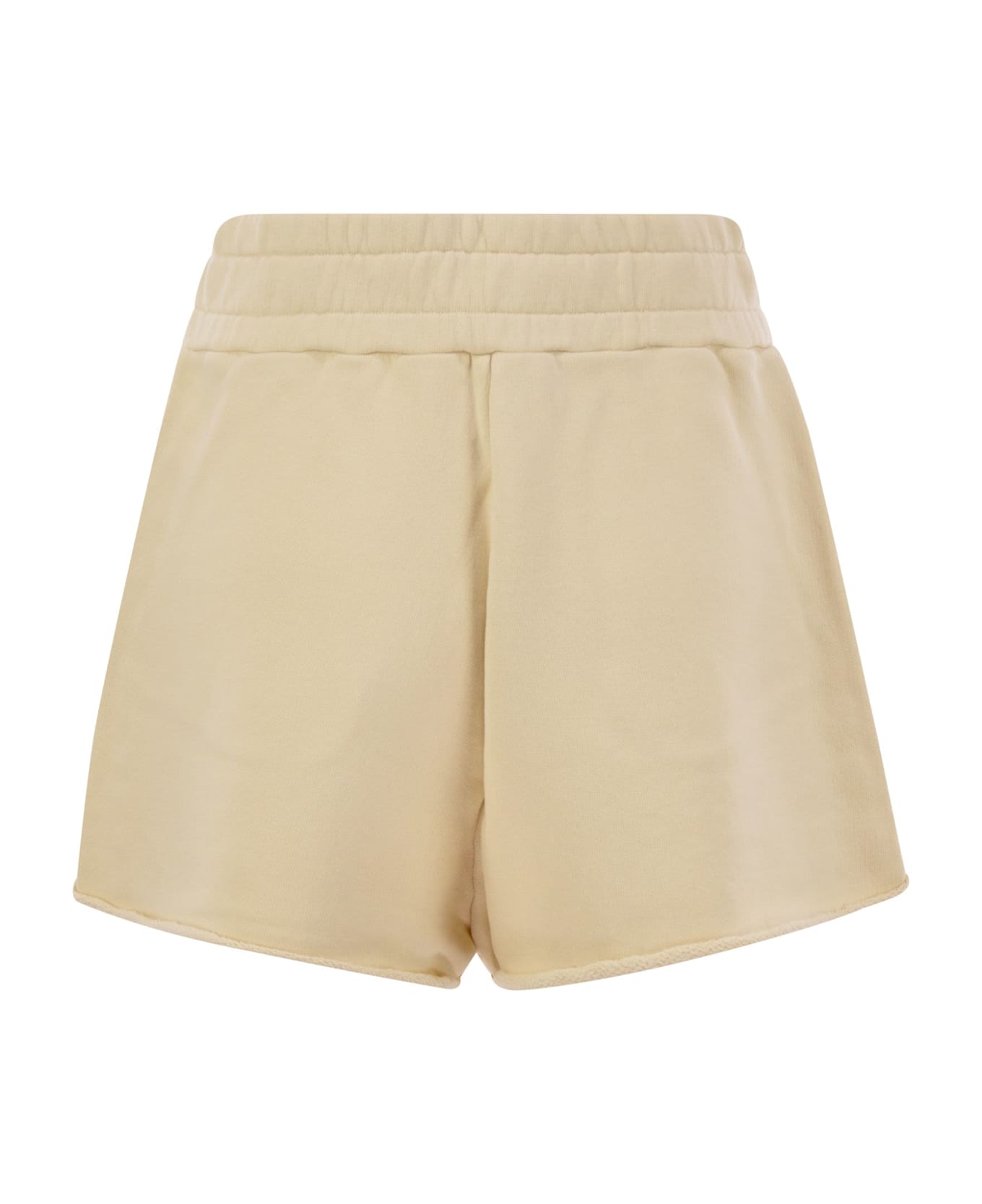 Autry Short Trousers In Compact Cotton Jersey - Beige
