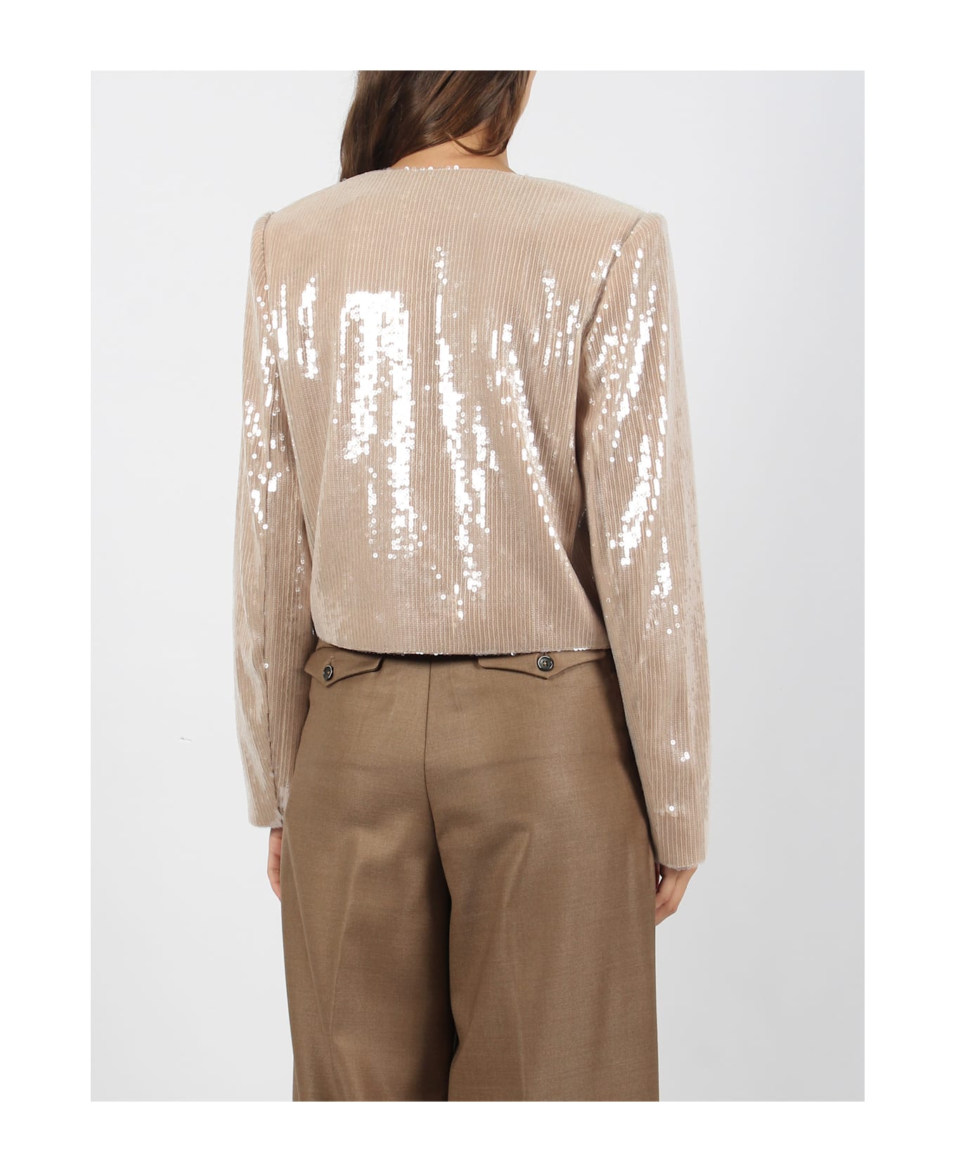 self-portrait Champagne Sequin Jacket - Nude & Neutrals