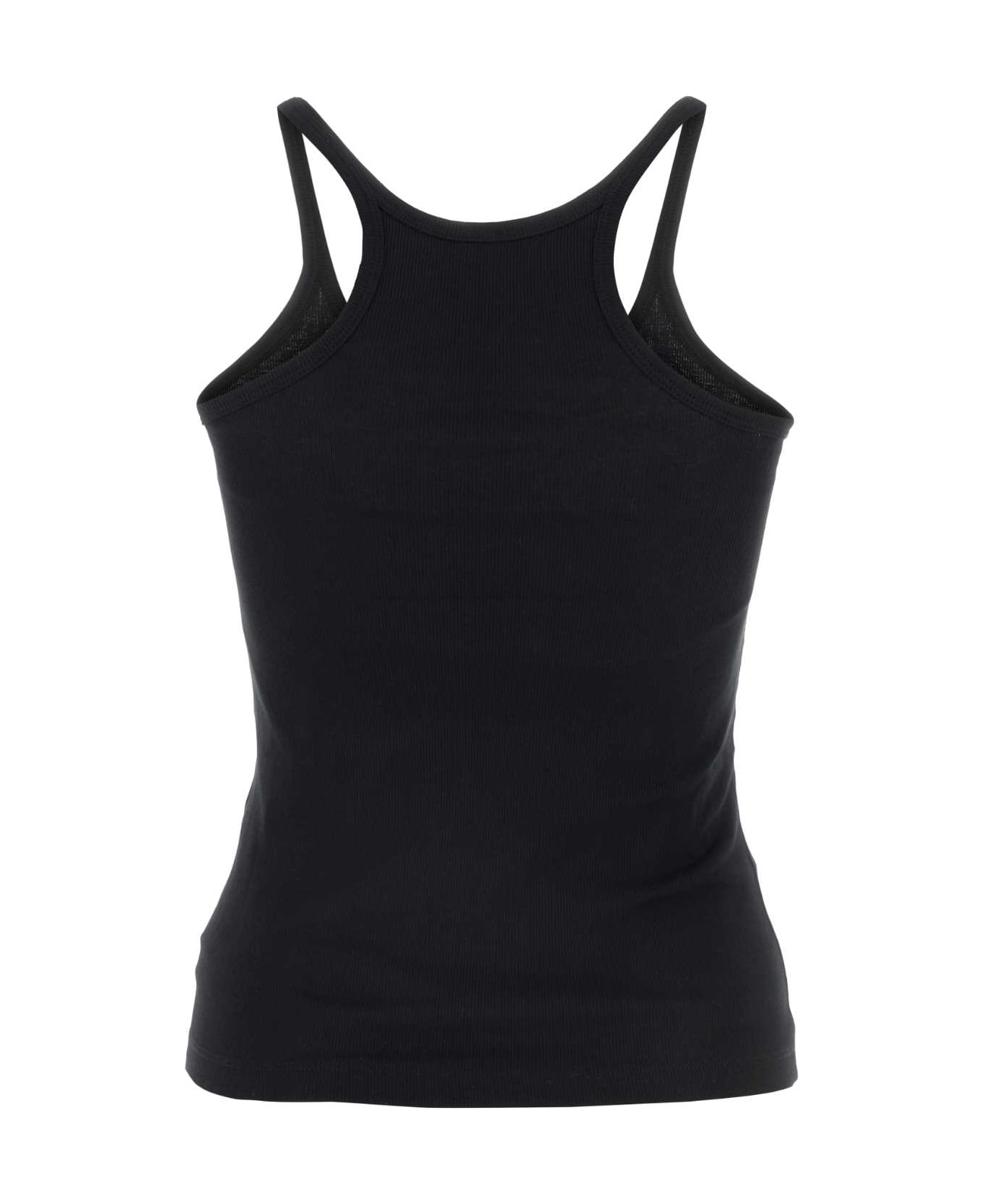 Totême Black Stretch Cotton Tank Top - BLACK