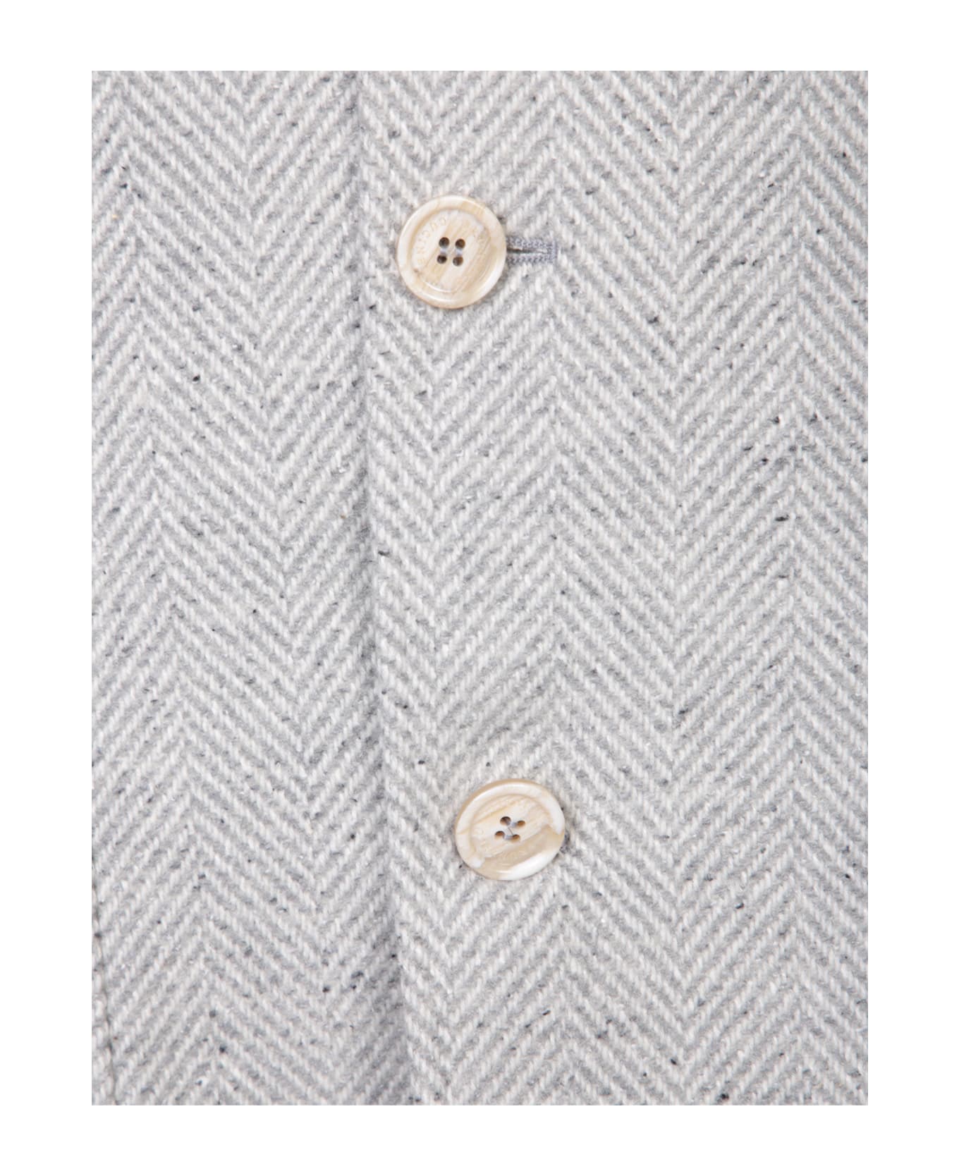 Brunello Cucinelli Beige Herringbone Wool Jacket - Perla