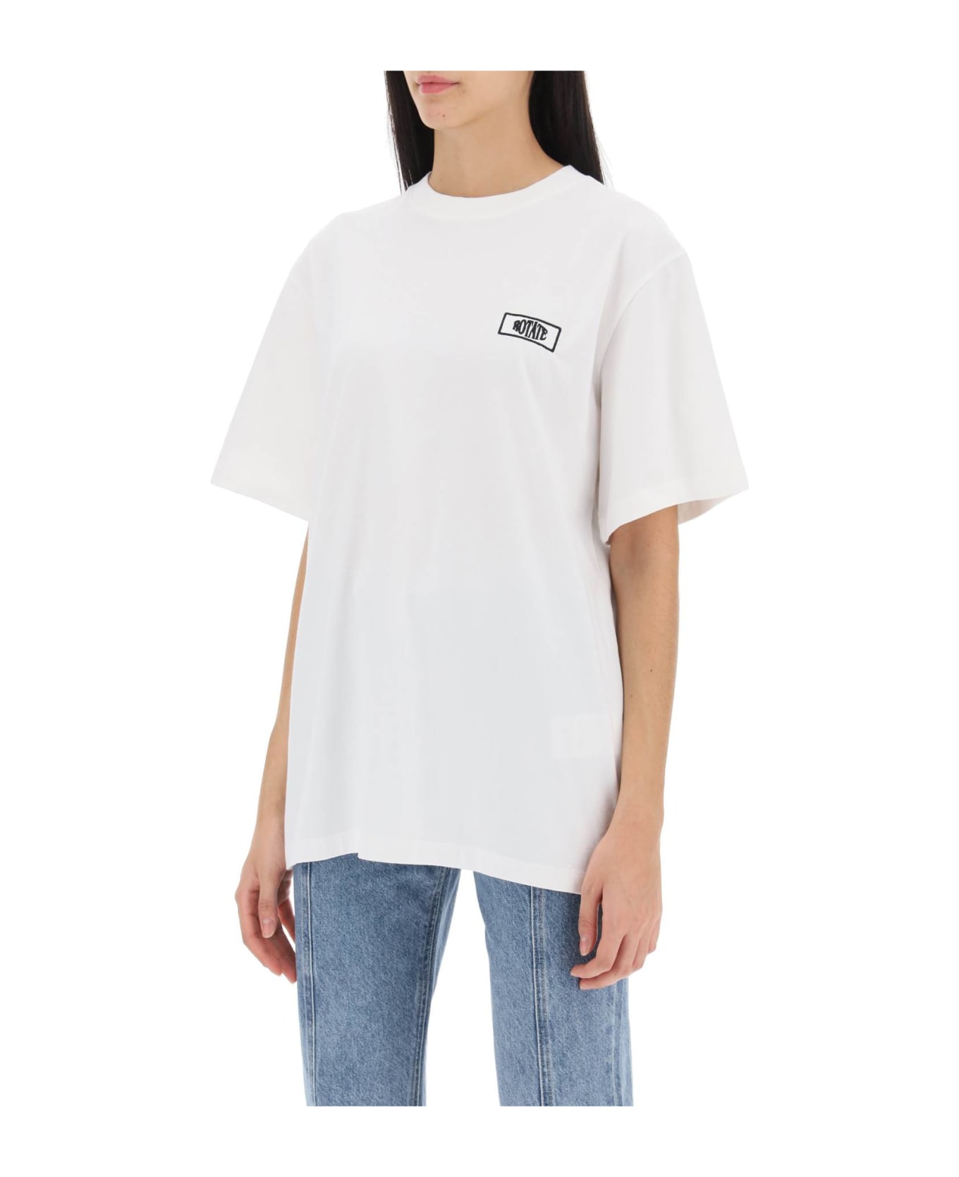 Rotate by Birger Christensen T-shirt With Logo Embroidery - BRIGHT WHITE (White)