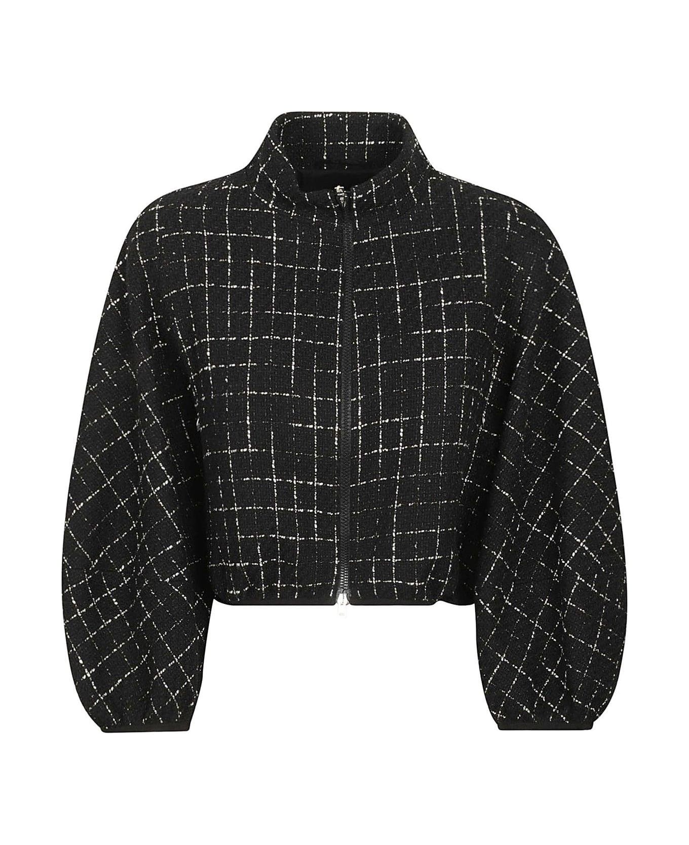 Herno Grid-patterned Cropped Zipped Jacket - Black ジャケット