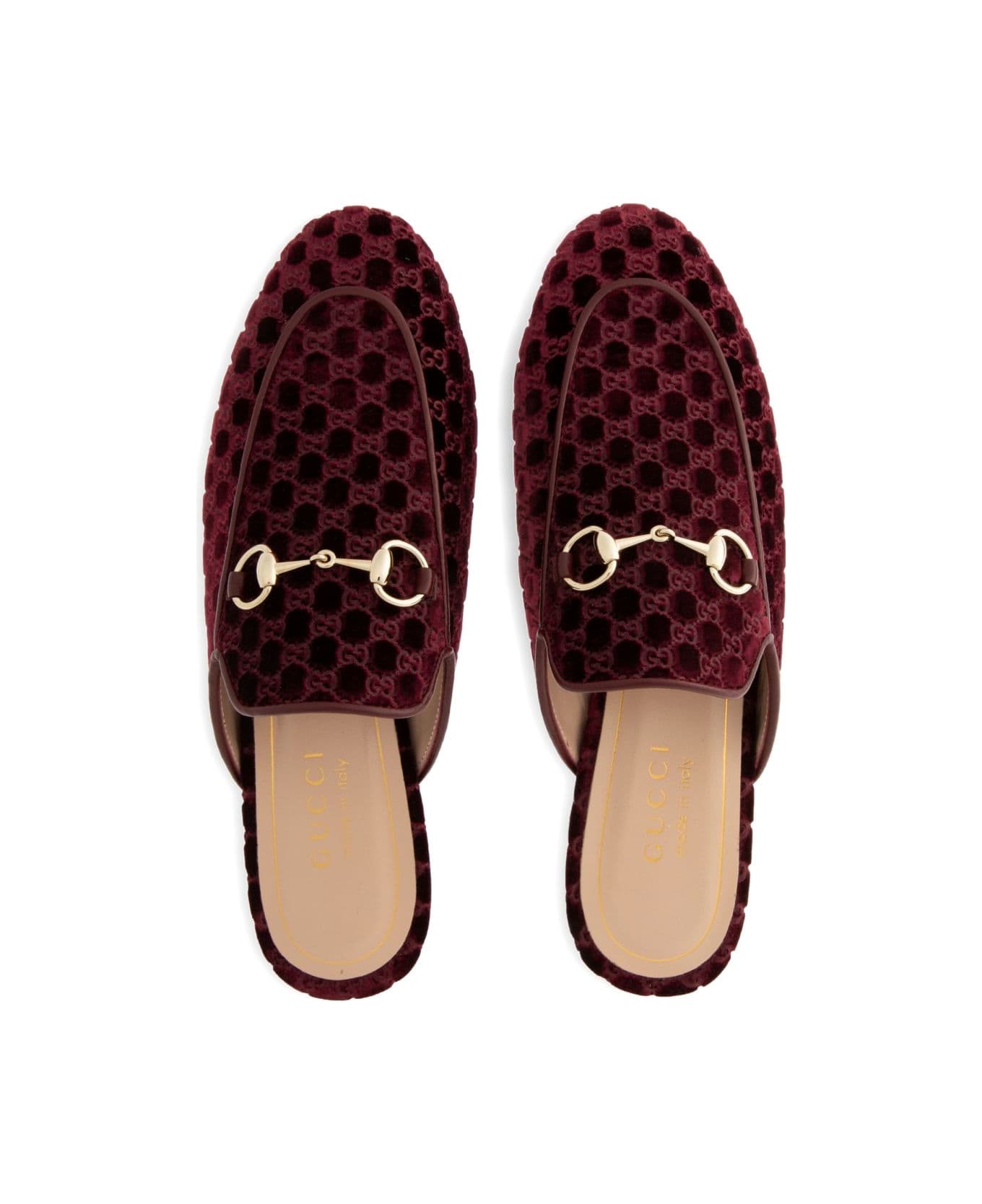 Gucci Princetown Velvet Slippers - Bordeaux