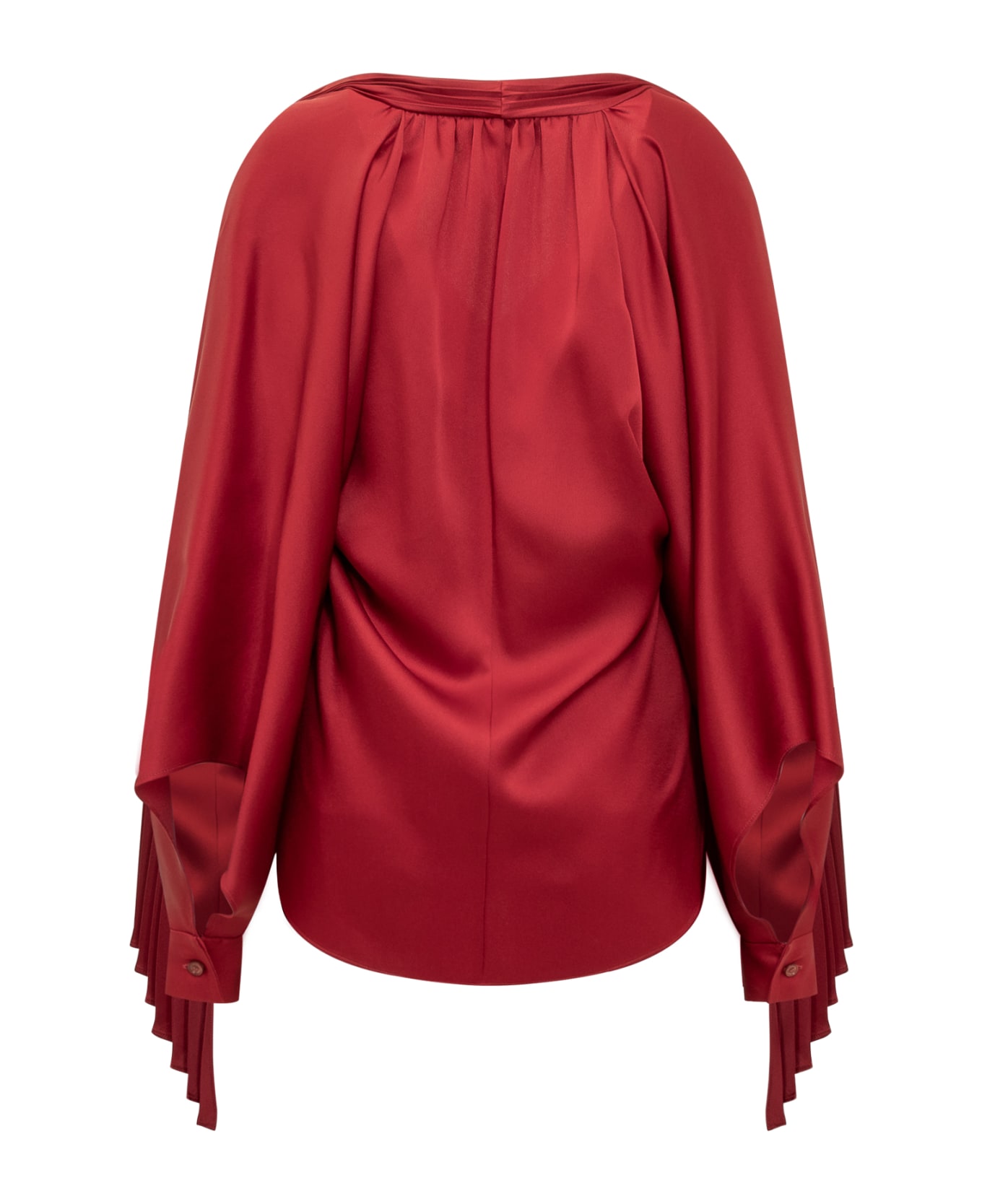 Del Core Draped Top With Scarf - BLOOD RED