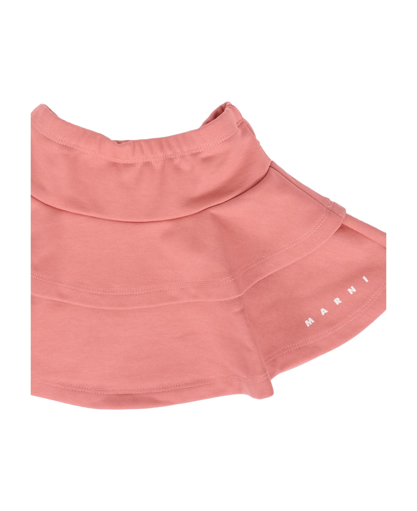 Marni Pink Skirt For Baby Girl With White Logo - Pink