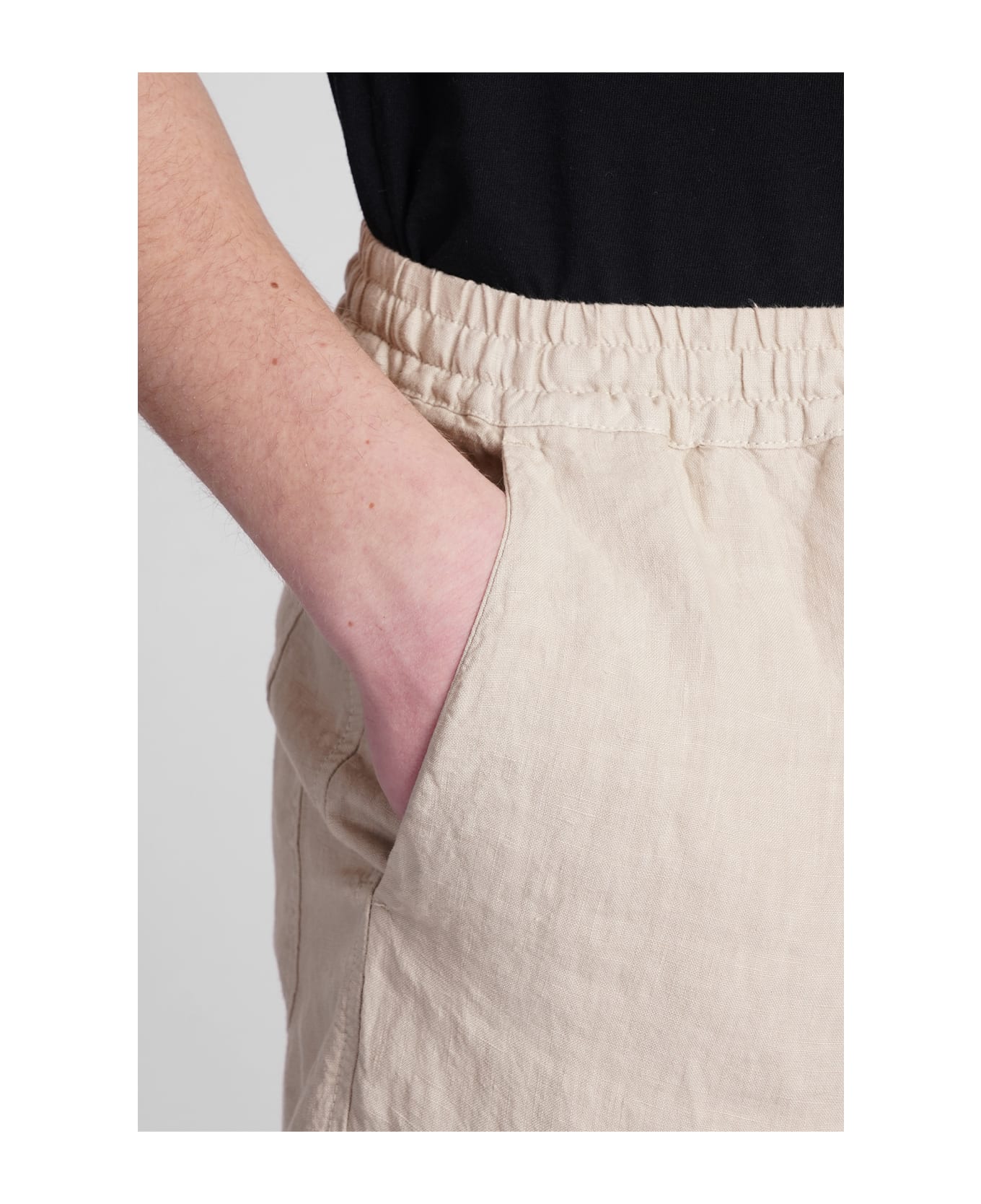 120% Lino Shorts In Beige Linen - Nut ショートパンツ