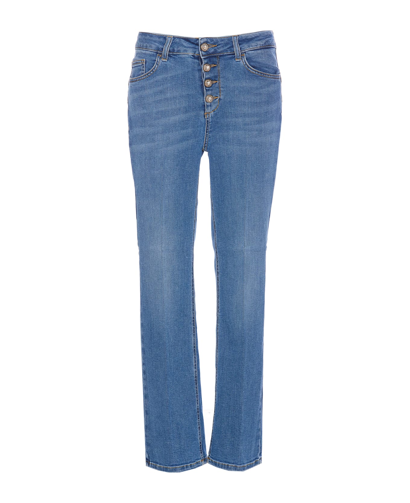 Liu-Jo Cropped Bottom Up Jeans - Blue