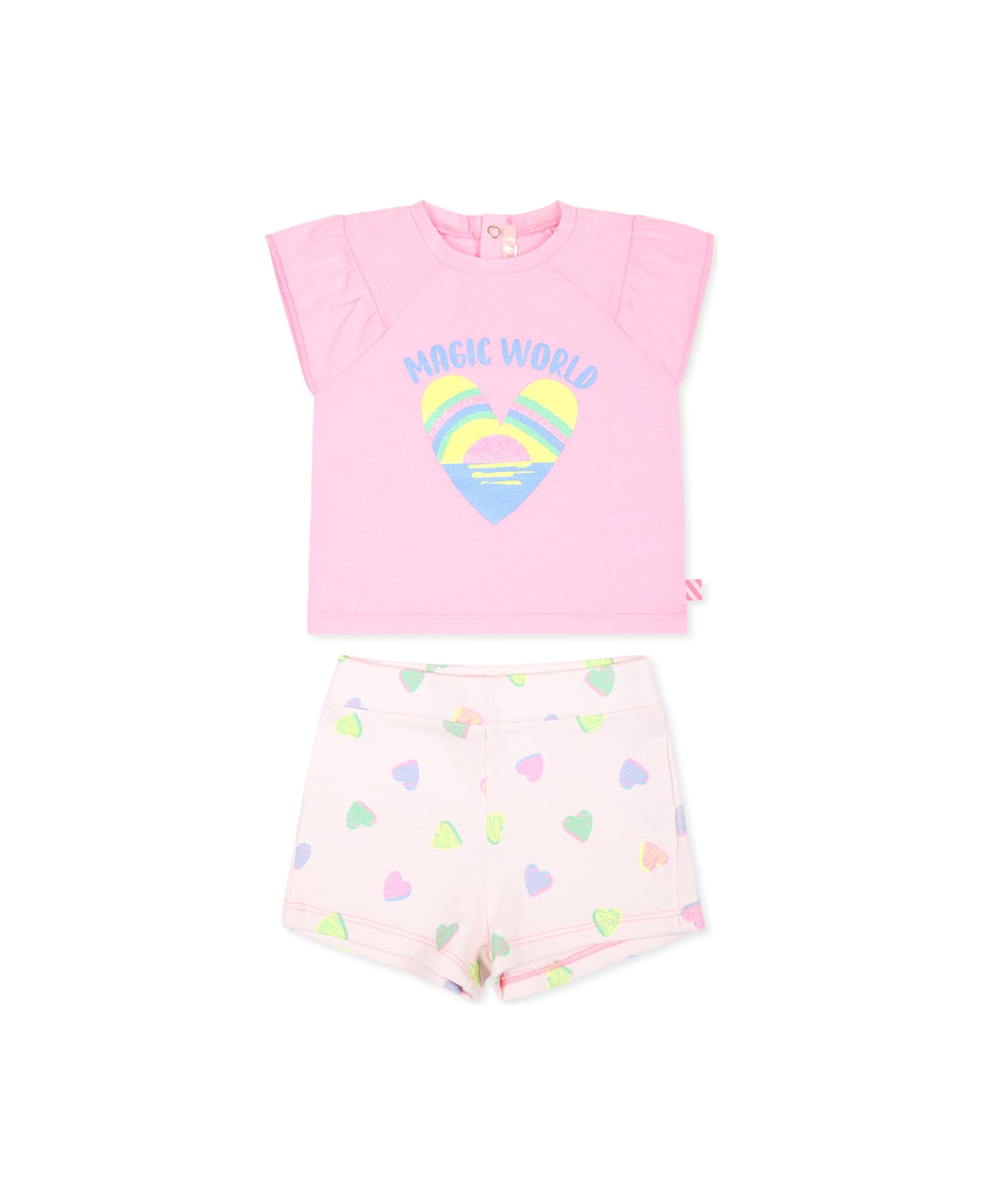 Billieblush Pink Suit For Baby Girl With Hearts - Pink