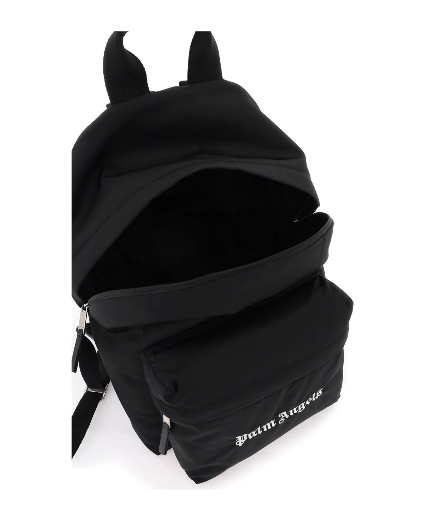 Palm Angels Logo Nylon Backpack - BLACK WHITE (Black)