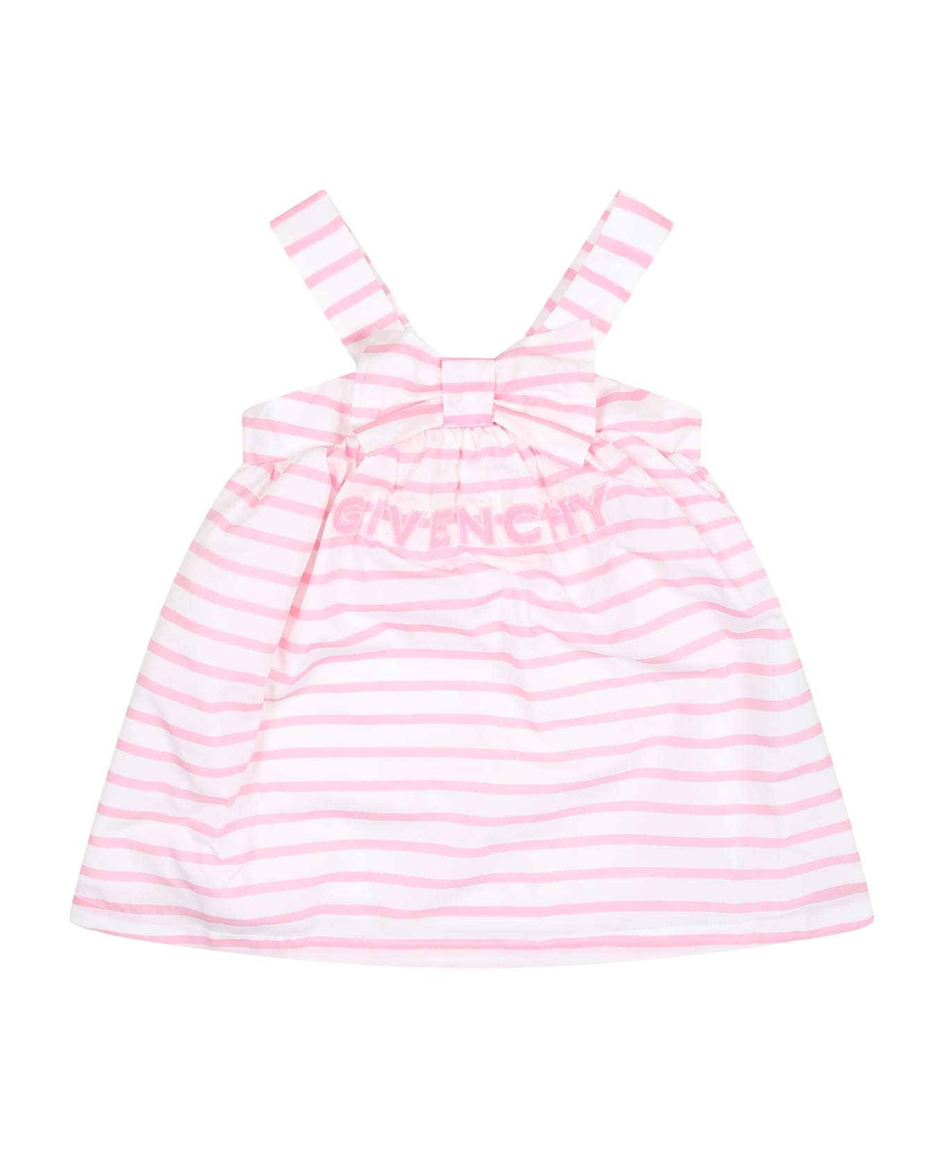 Givenchy Pink Dress For Baby Girl With Stripes - Rosa