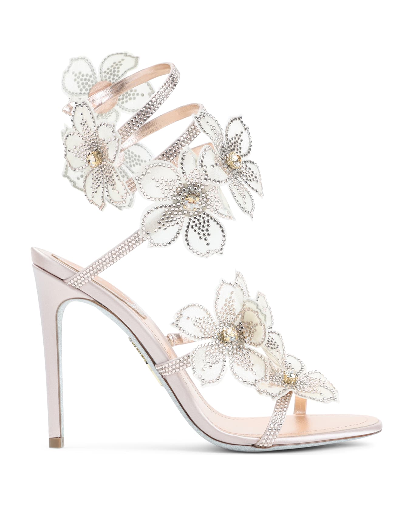 René Caovilla Rene Caovilla Leather Peach Flower Sandals - Pink Satin