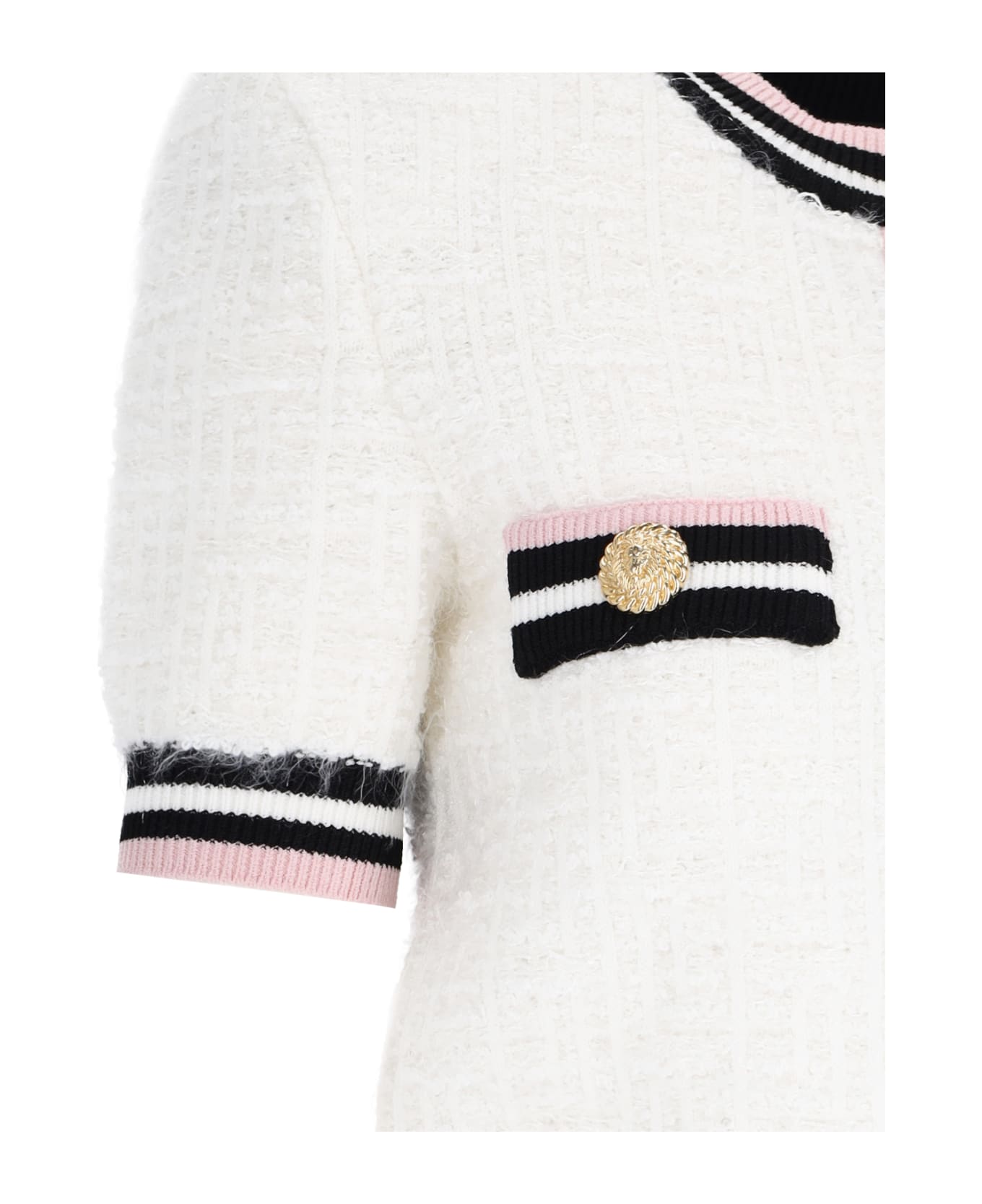 Balmain Knit Cropped Cardigan - White