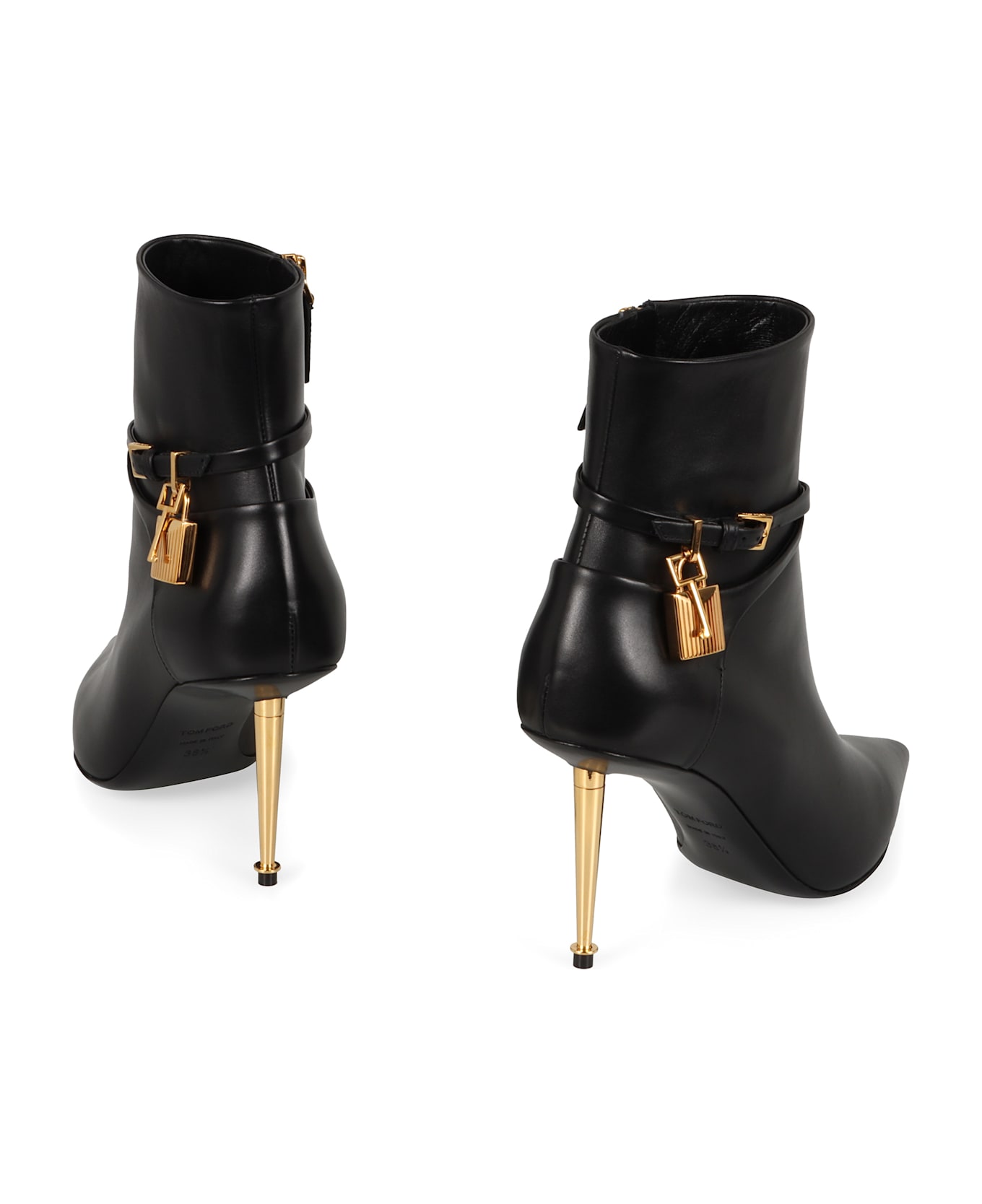 Tom Ford Leather Pointy Toe Ankle Boots - black