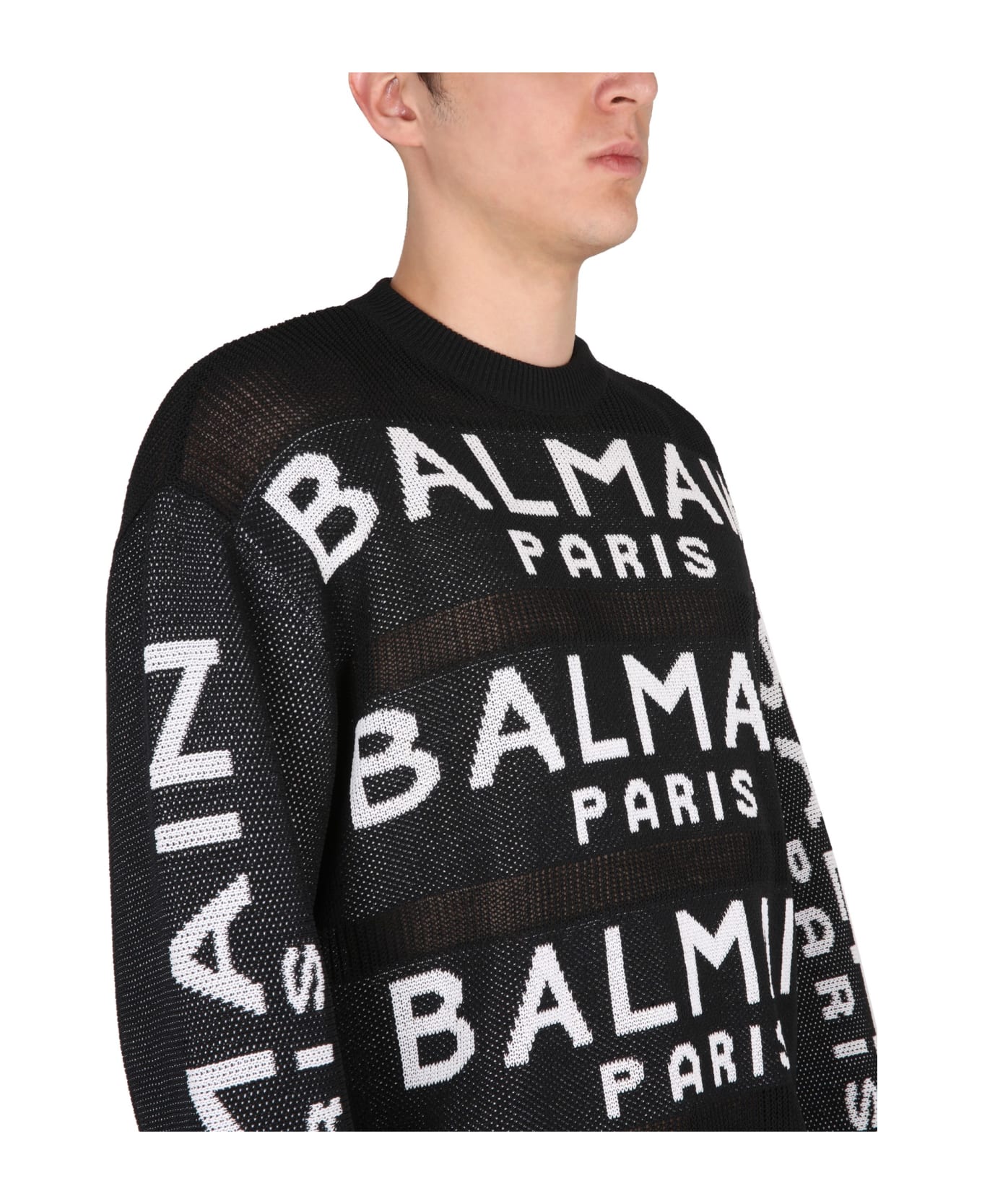 Balmain Jersey With Logo - Black ニットウェア