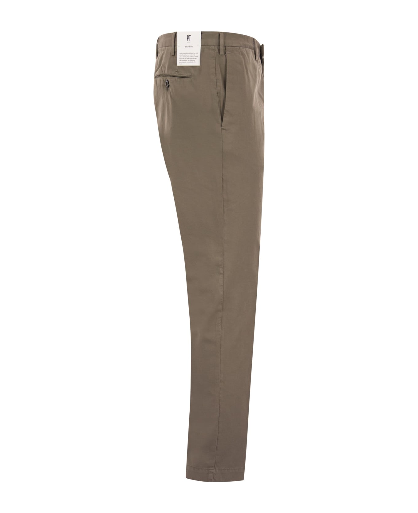 PT Torino Superslim Trousers In Cotton And Silk - Brown