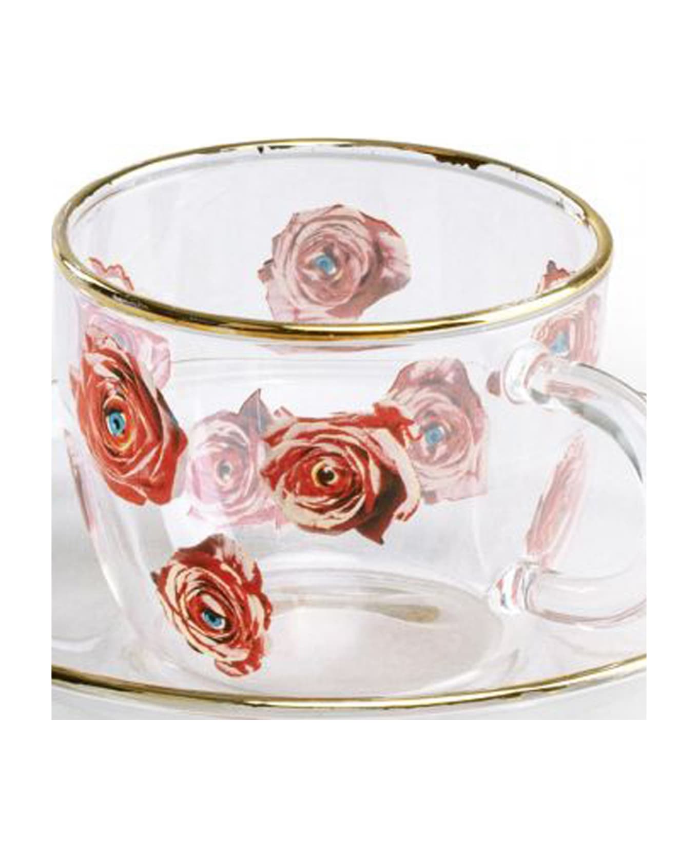 Seletti 'roses' Coffee Cup And Plate - Transparent