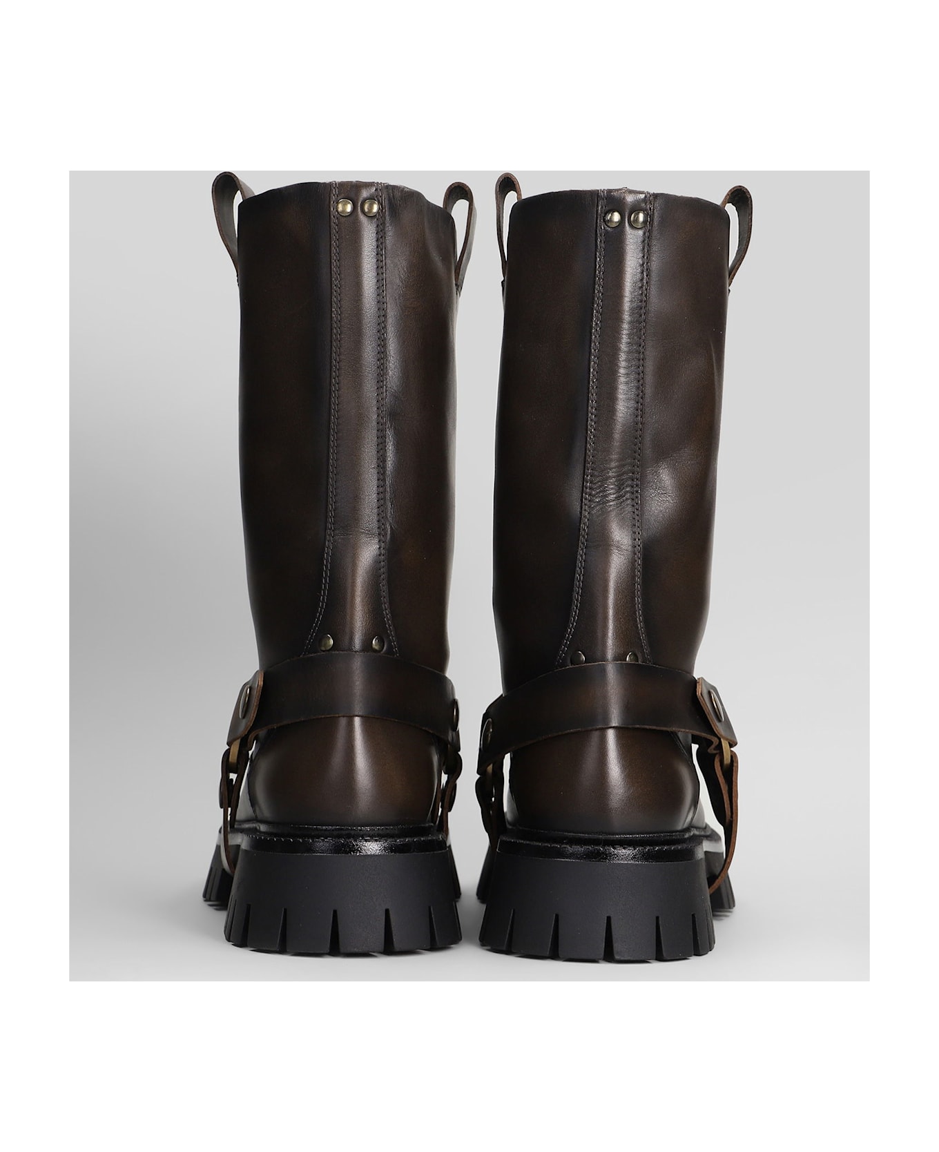 Golden Goose Kurt Chunky Low Heels Ankle Boots In Brown Leather - brown