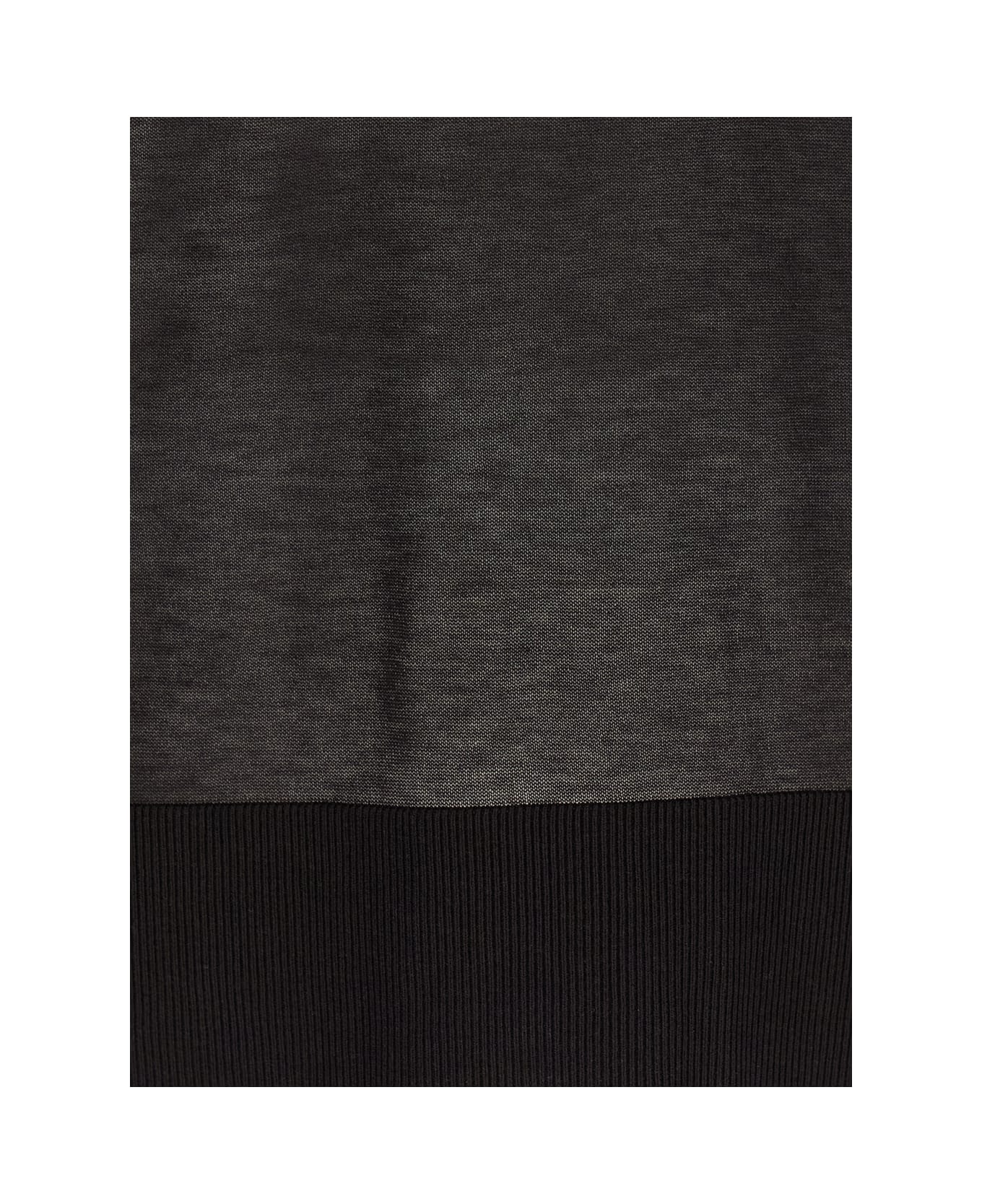 Michael Kors Black T-shirt With V Neck And Ribbed Trims In Cotton And Silk Blend Woman - Black