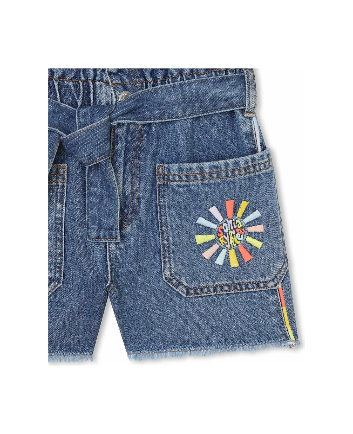 Sonia Rykiel Denim Shorts With Embroidery - Light blue ボトムス