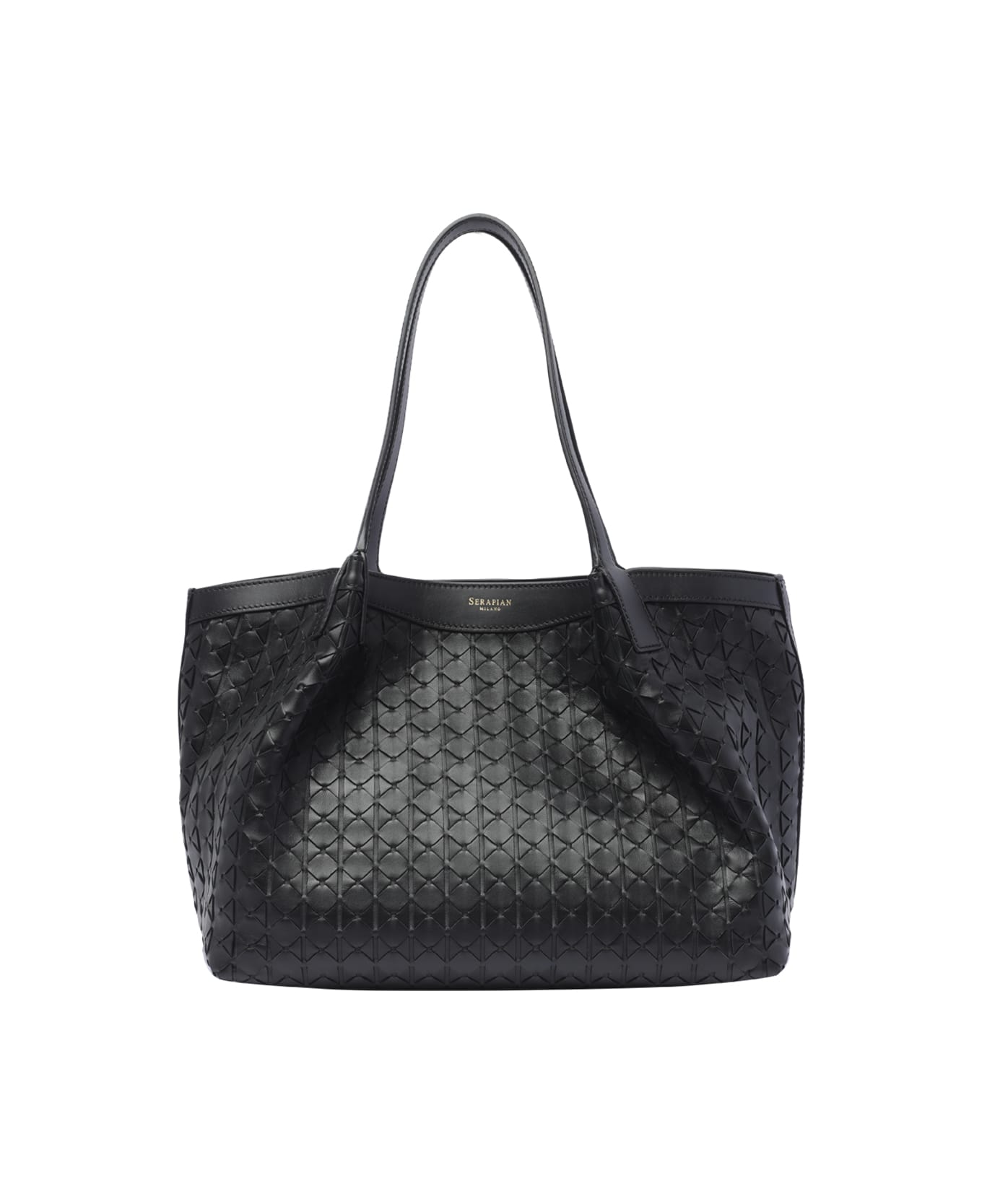 Serapian Small Secret Mosaico Shoulder Bag - Black