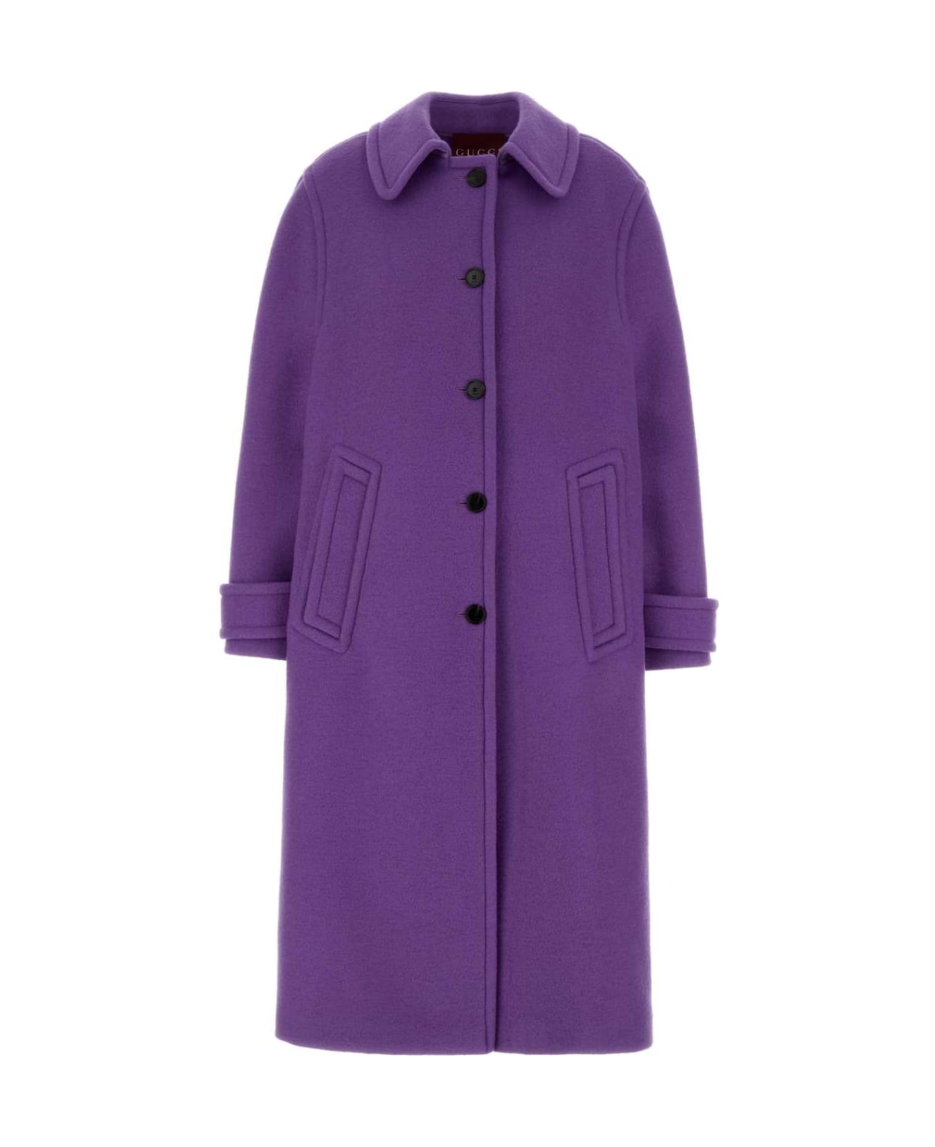 Gucci Purple Wool Blend Coat - NEWMAGICPURPLE