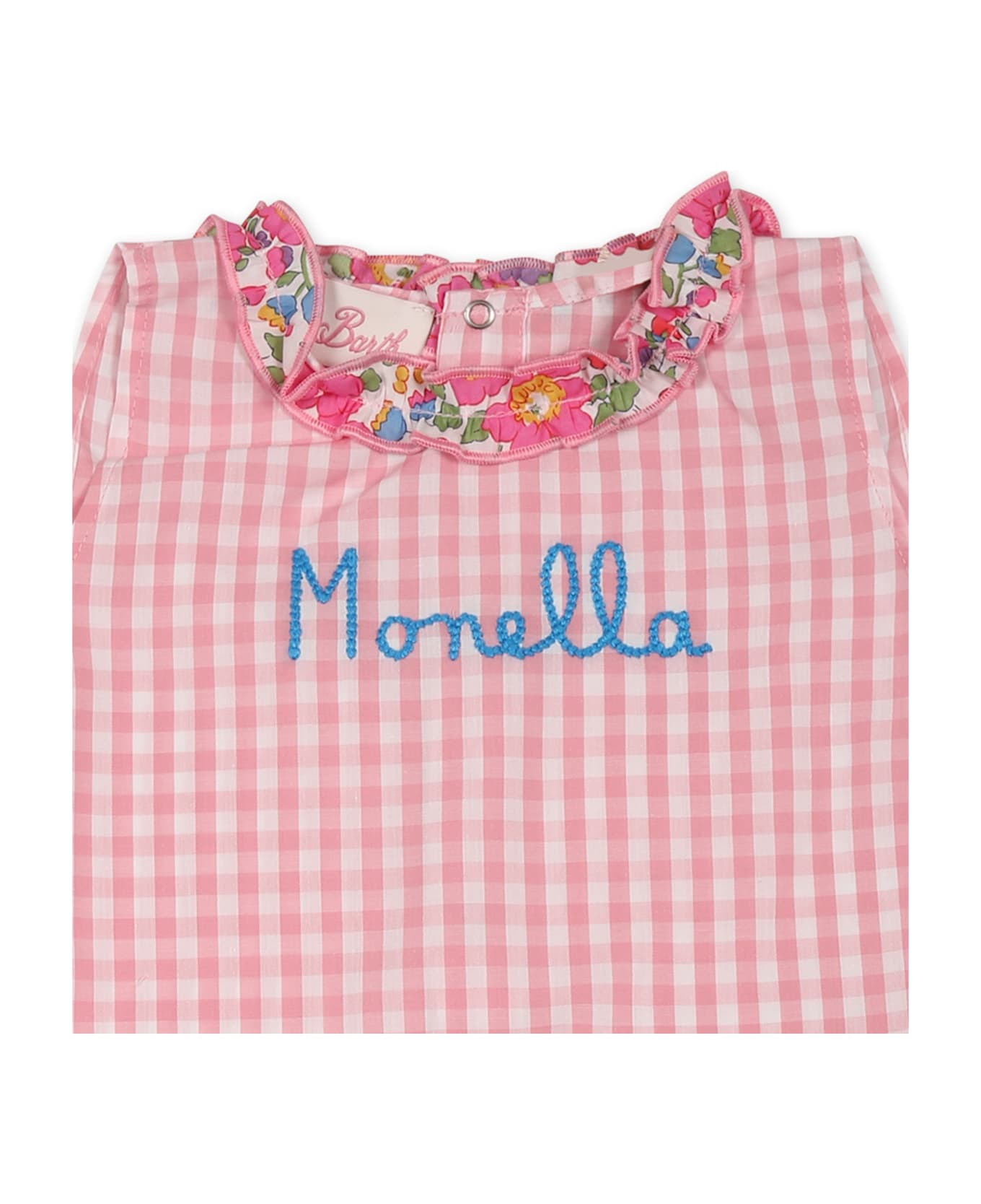 MC2 Saint Barth Pink Suit For Baby Girl With Writing - Pink