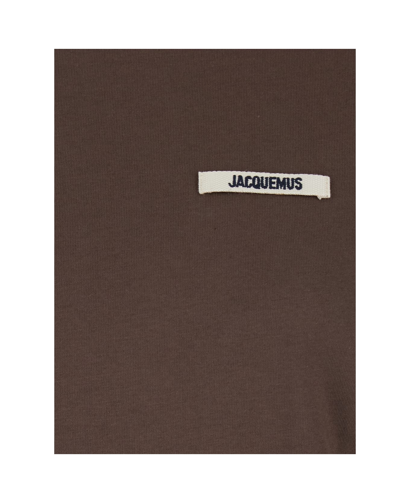 Jacquemus 
le T-shirt Gros Grain
 Brown T-shirt With Logo Patch On The Front In Cotton Woman - Brown