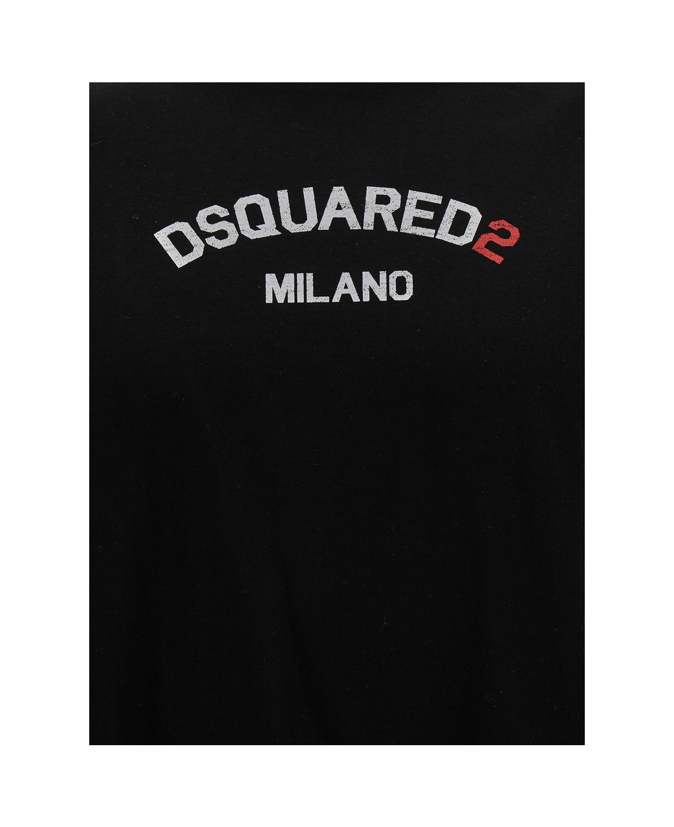 Dsquared2 Black Relaxed T-shirt With Logo Lettering Embroidery In Cotton Man - C